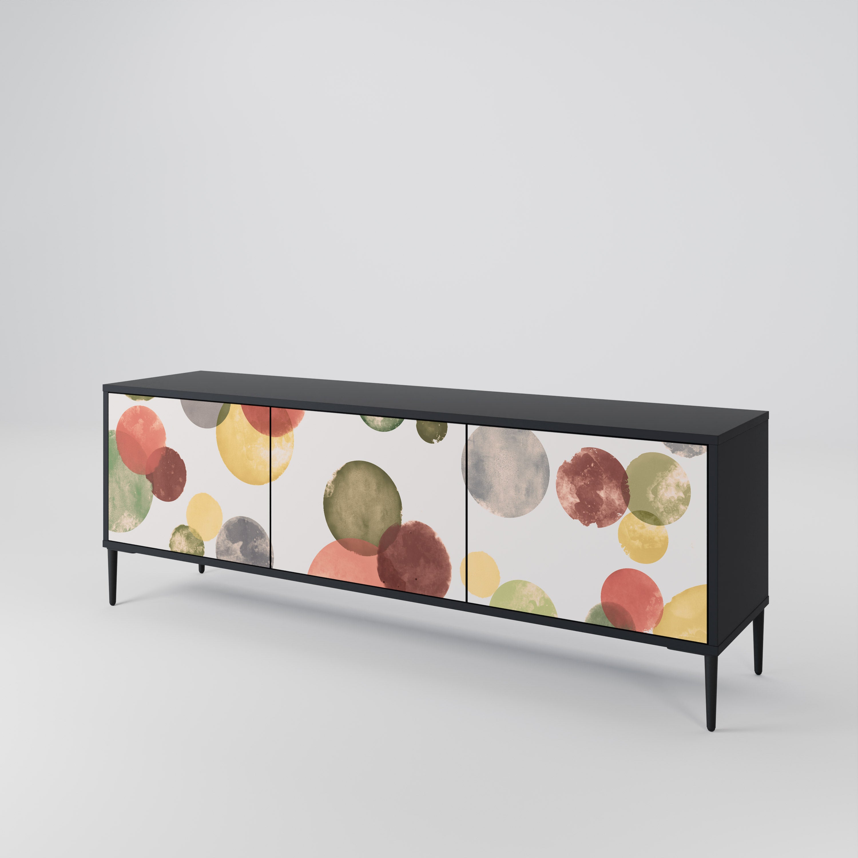 Meuble TV 3 portes FLEETING HAPPINESS, finition noire