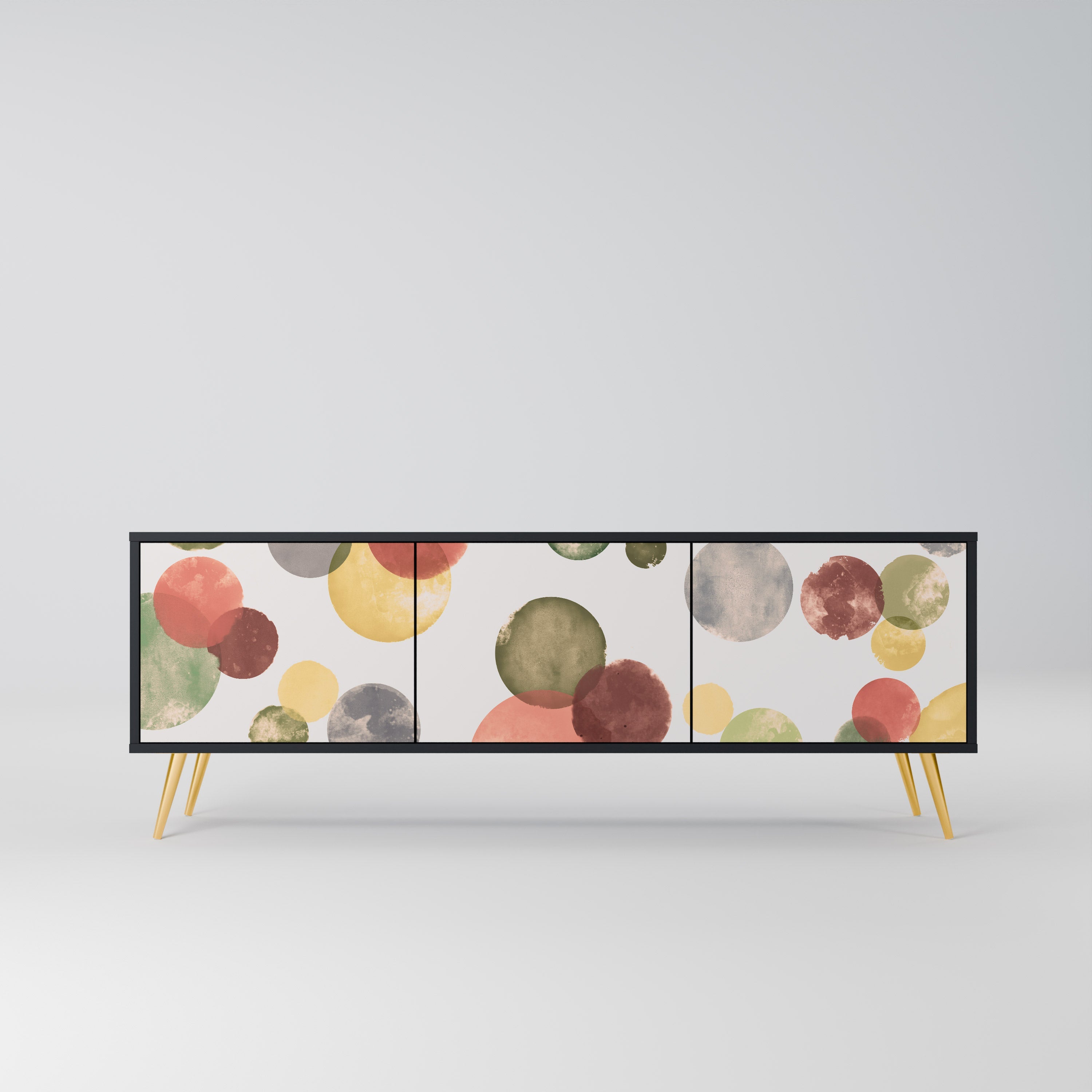 Meuble TV 3 portes FLEETING HAPPINESS, finition noire