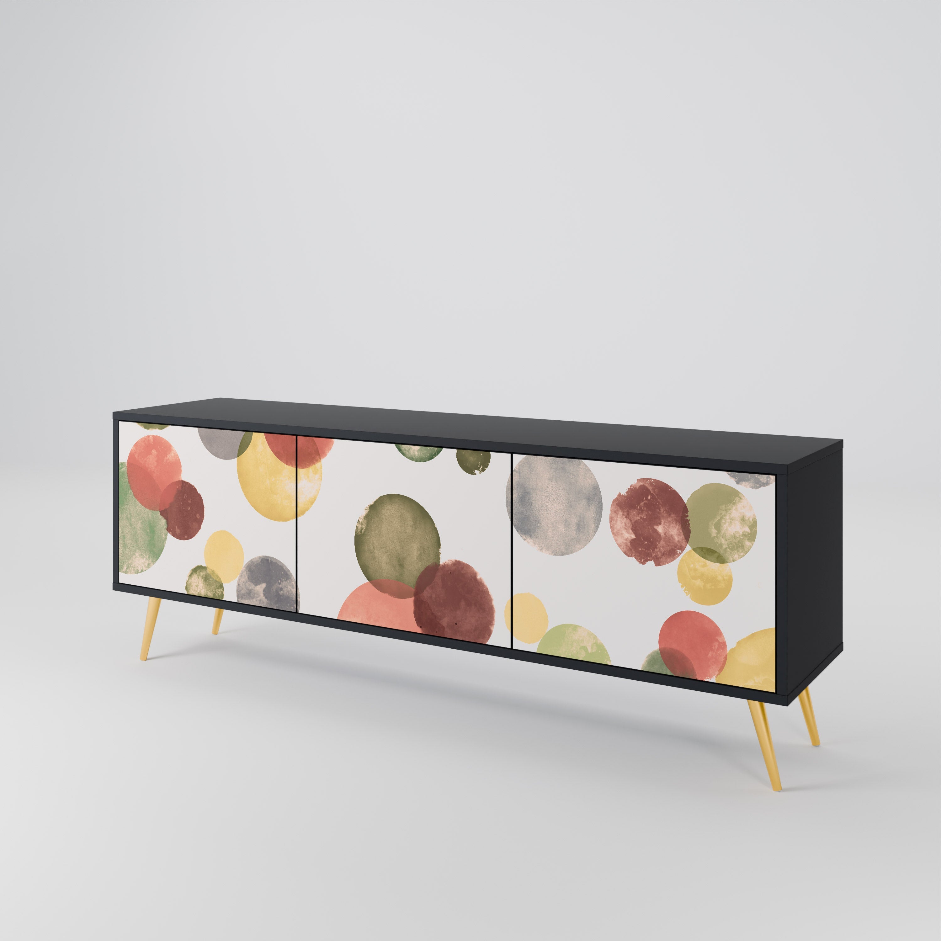 Meuble TV 3 portes FLEETING HAPPINESS, finition noire