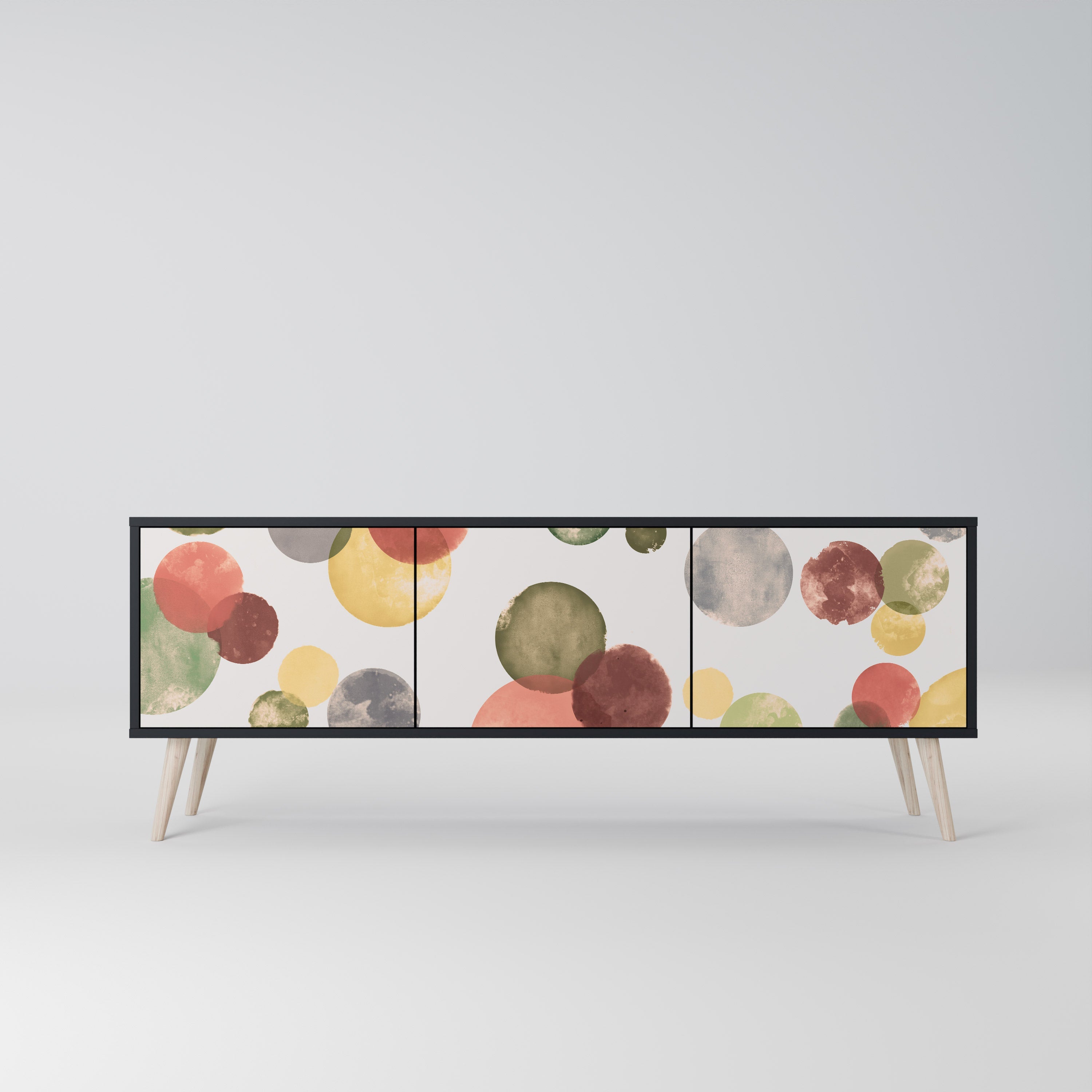 Meuble TV 3 portes FLEETING HAPPINESS, finition noire