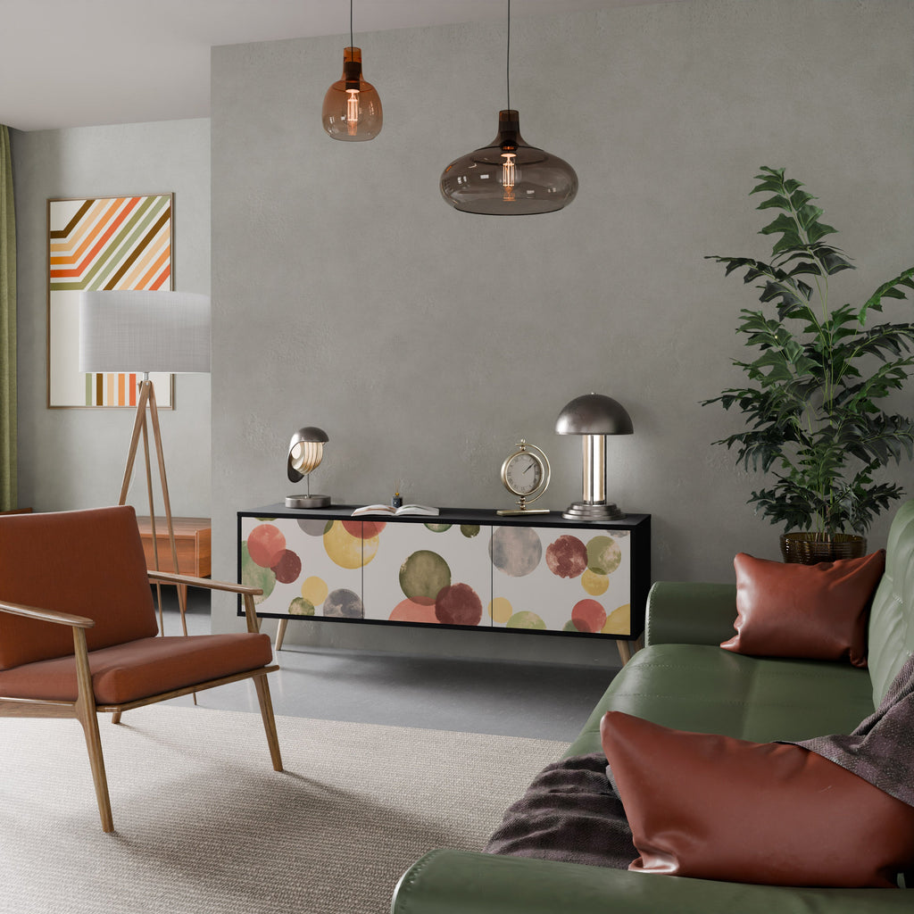 Meuble TV 3 portes FLEETING HAPPINESS, finition noire