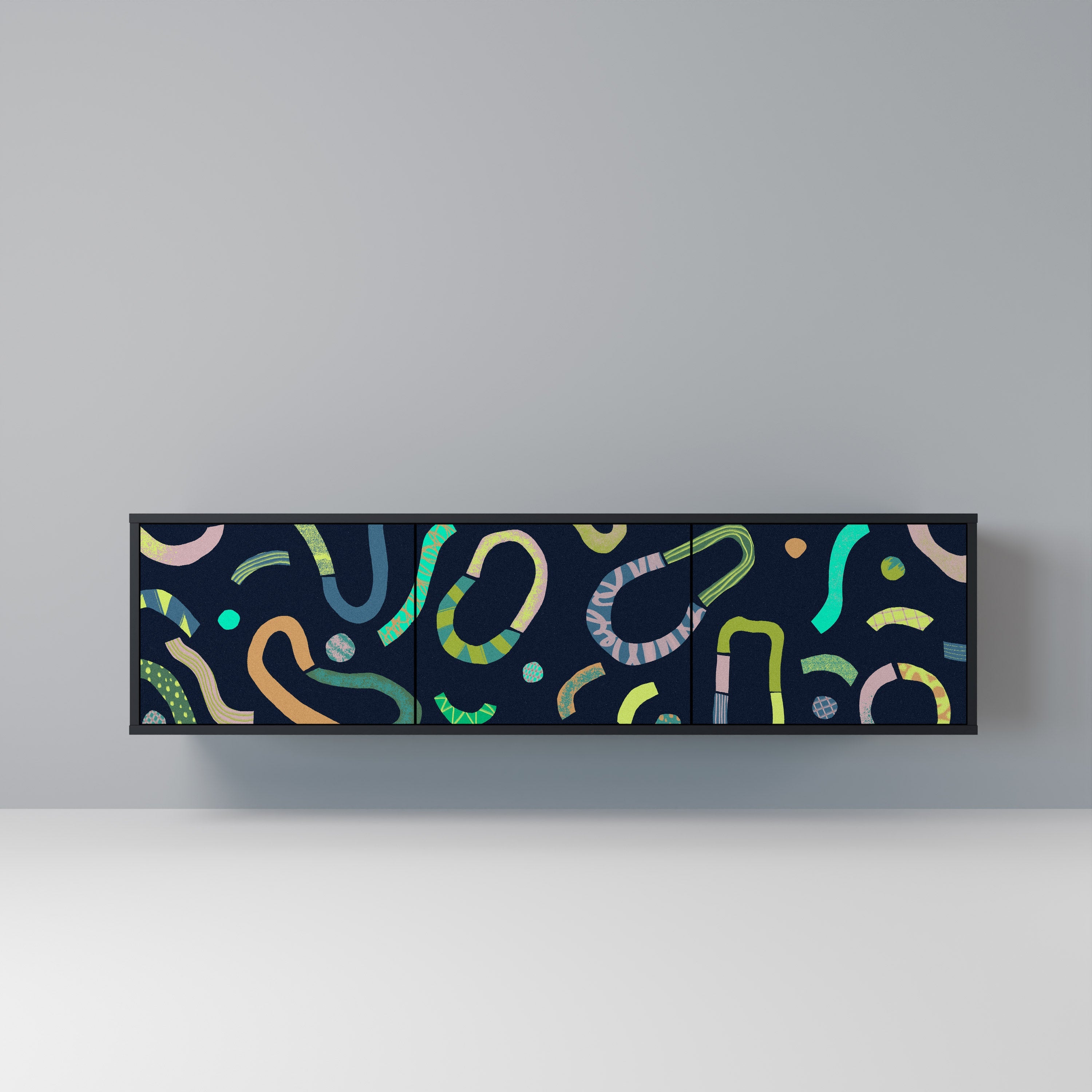 Meuble TV 3 portes CONTRAST DANCE finition noire