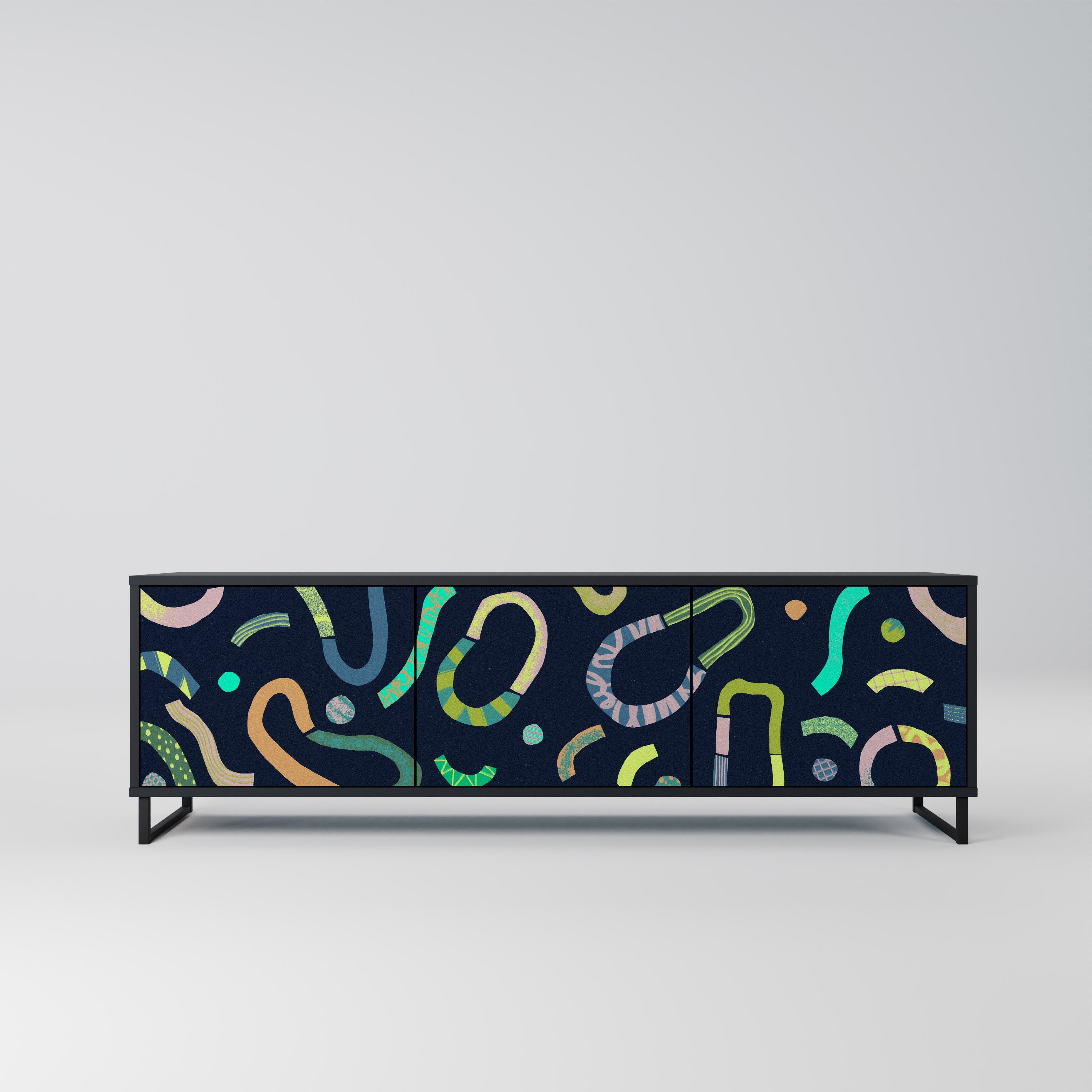 Meuble TV 3 portes CONTRAST DANCE finition noire