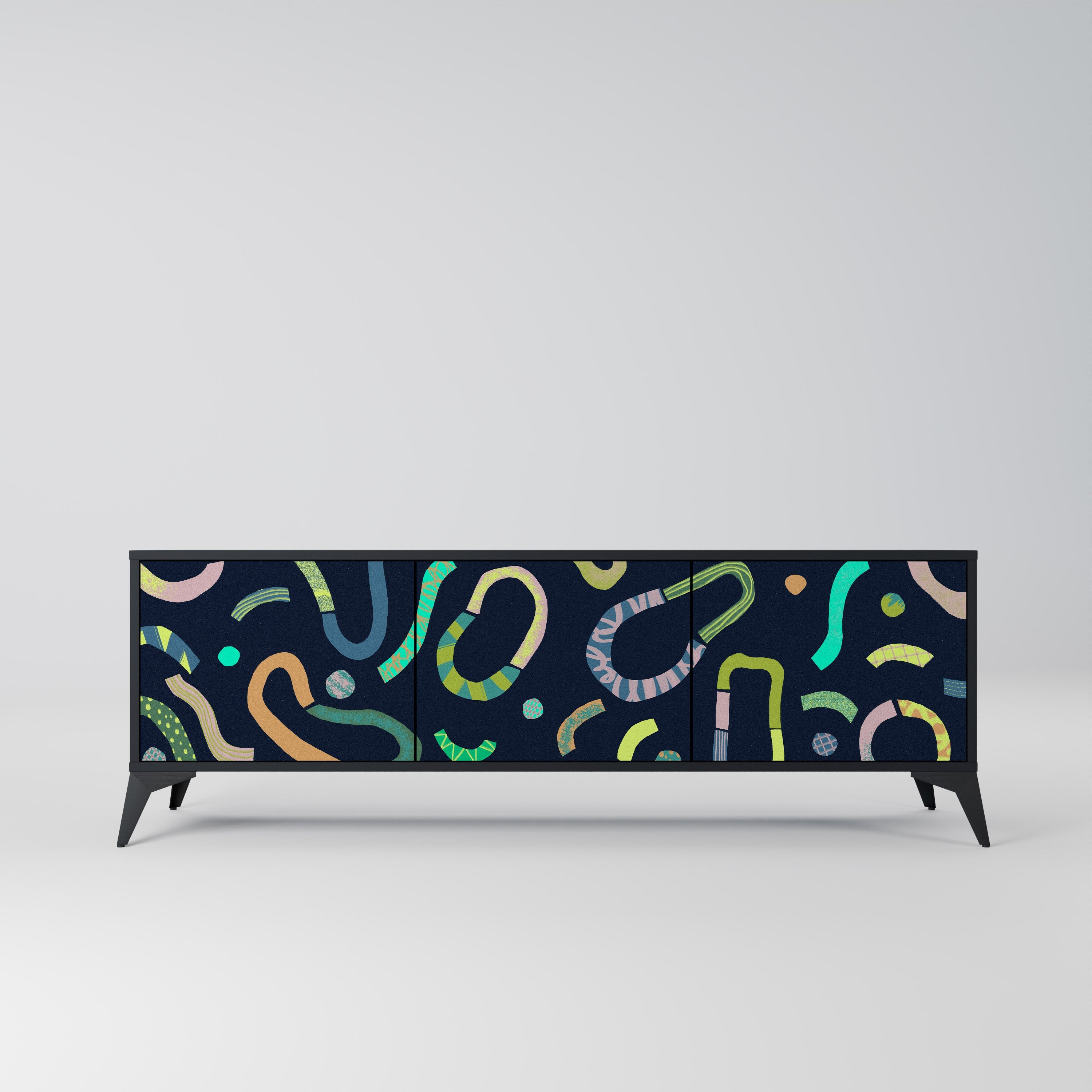 Meuble TV 3 portes CONTRAST DANCE finition noire