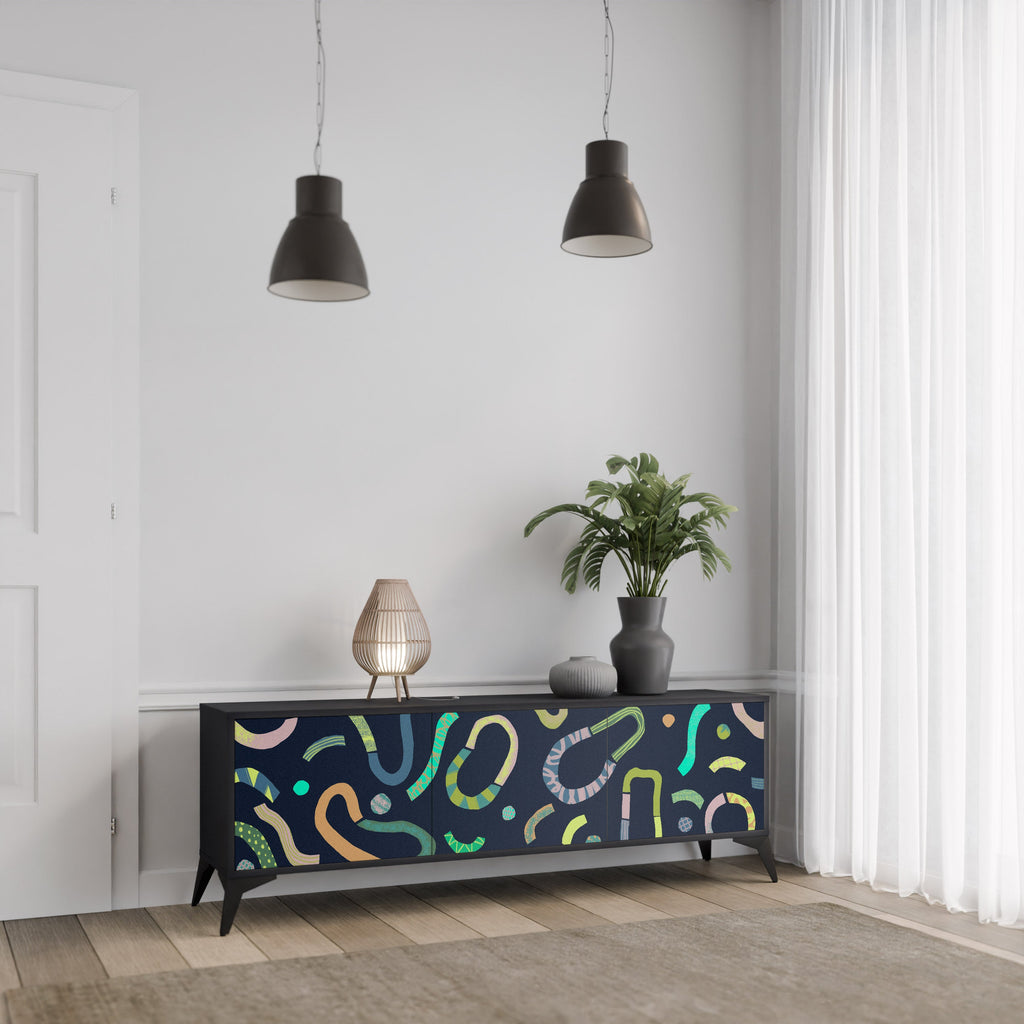 Meuble TV 3 portes CONTRAST DANCE finition noire