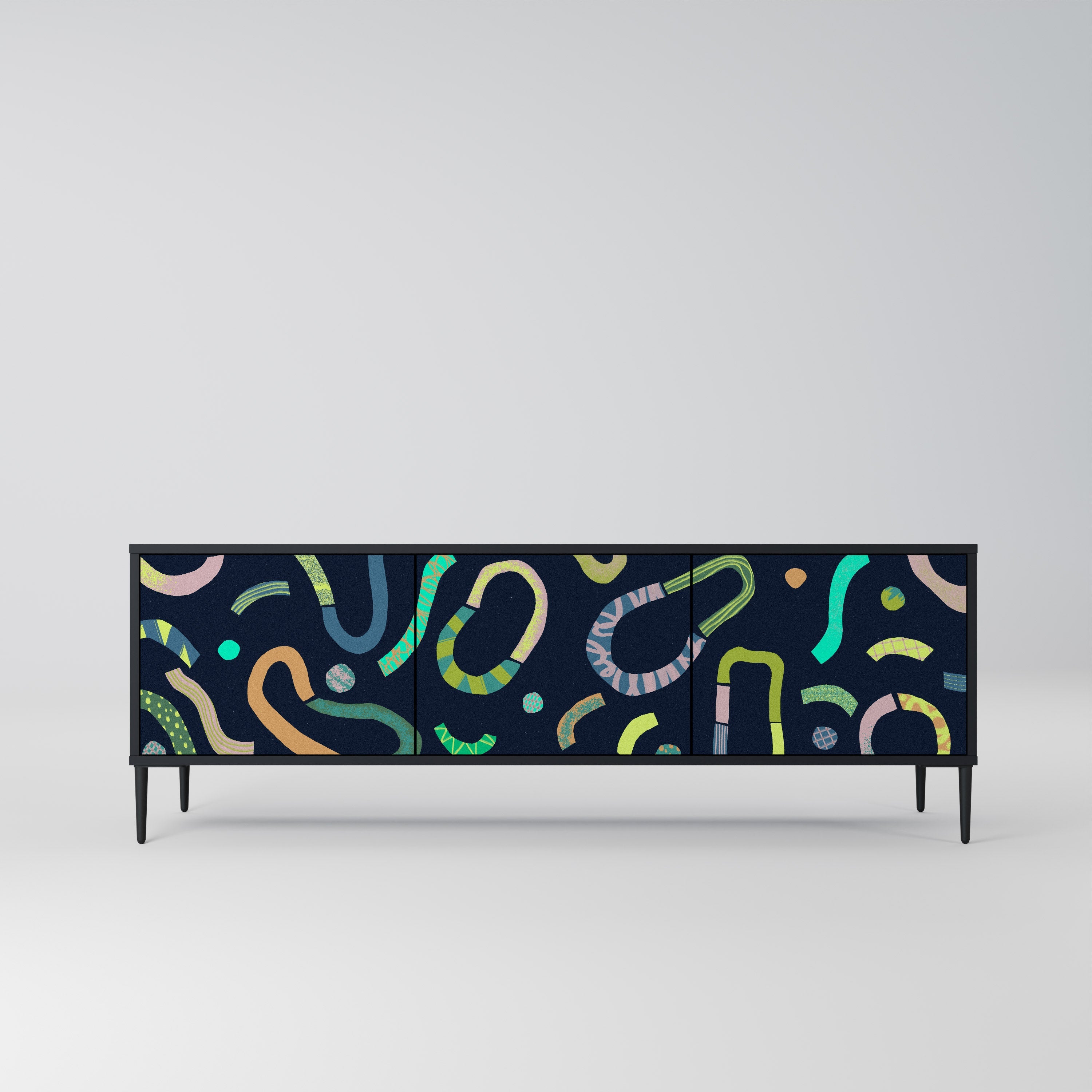 Meuble TV 3 portes CONTRAST DANCE finition noire