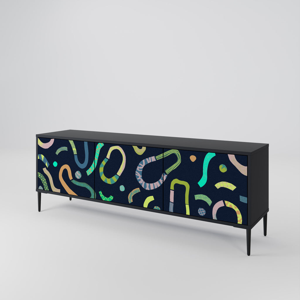 Meuble TV 3 portes CONTRAST DANCE finition noire