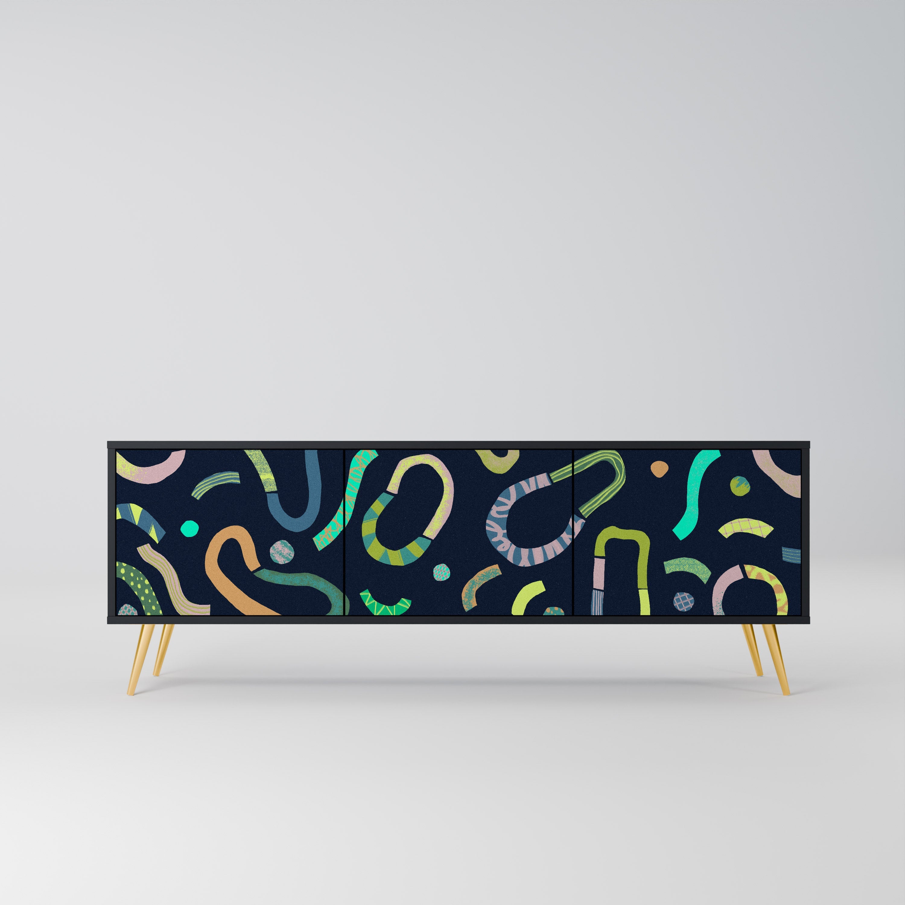 Meuble TV 3 portes CONTRAST DANCE finition noire