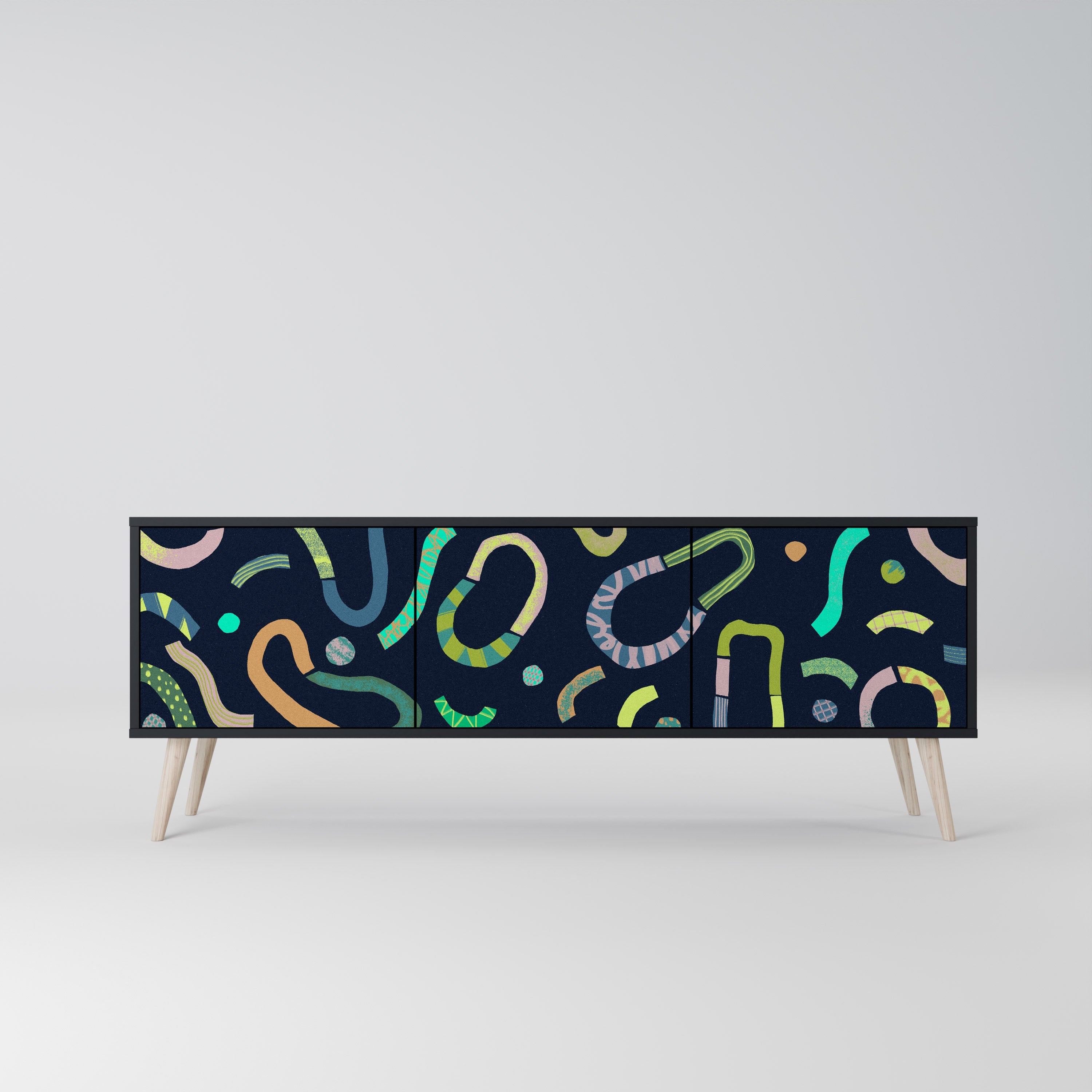 Meuble TV 3 portes CONTRAST DANCE finition noire