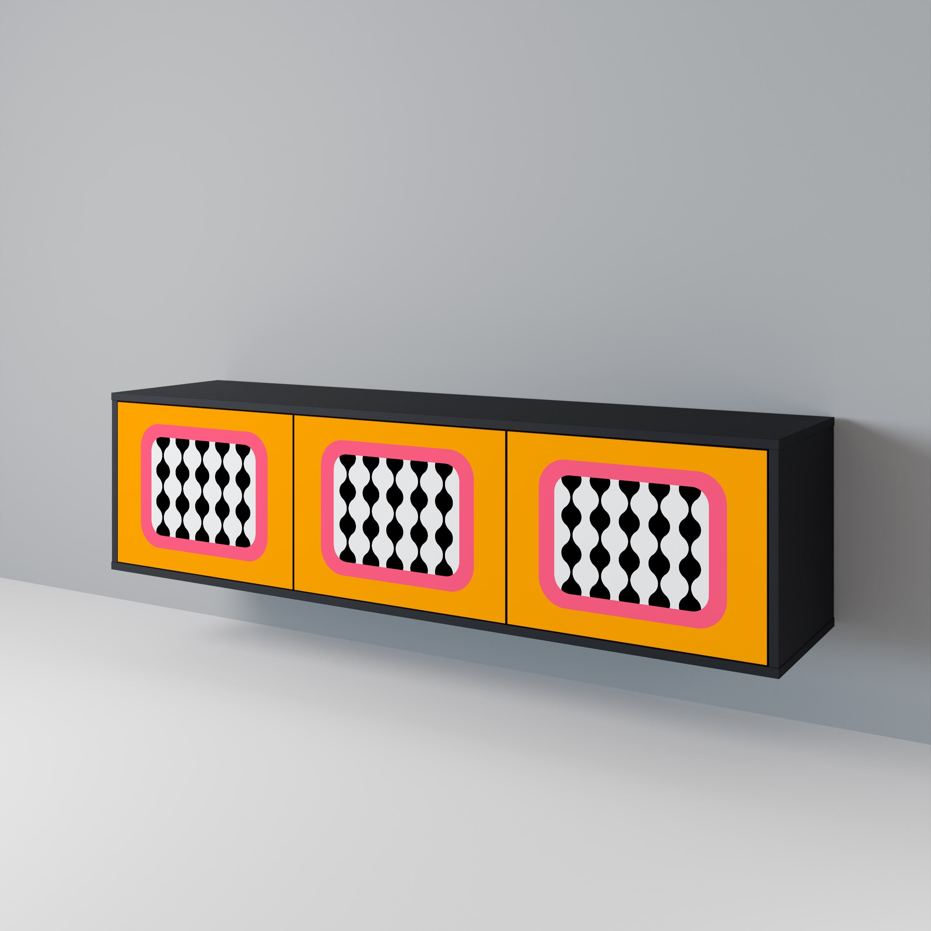 Meuble TV 3 portes TEARS IN HEAVEN en finition noire