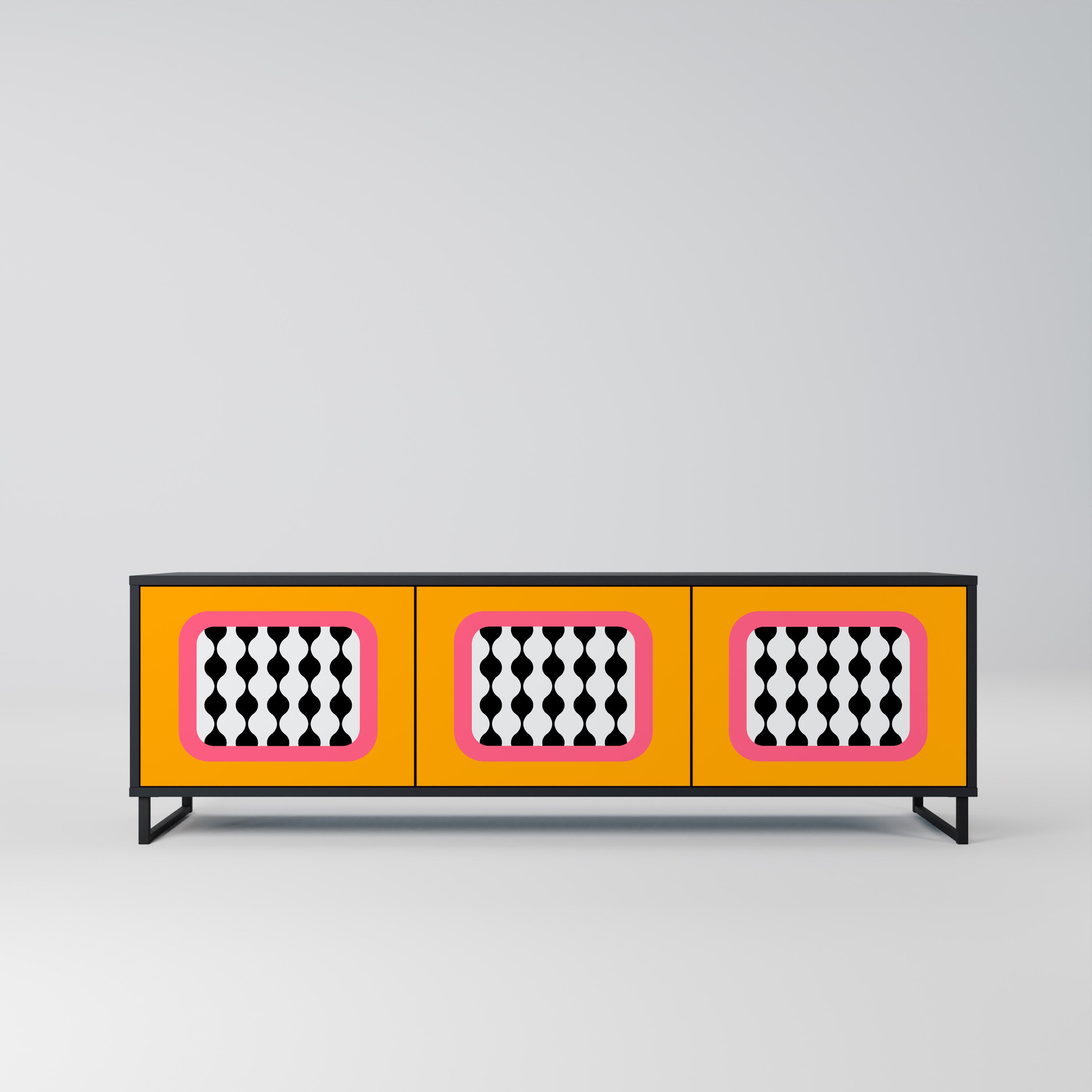 Meuble TV 3 portes TEARS IN HEAVEN en finition noire