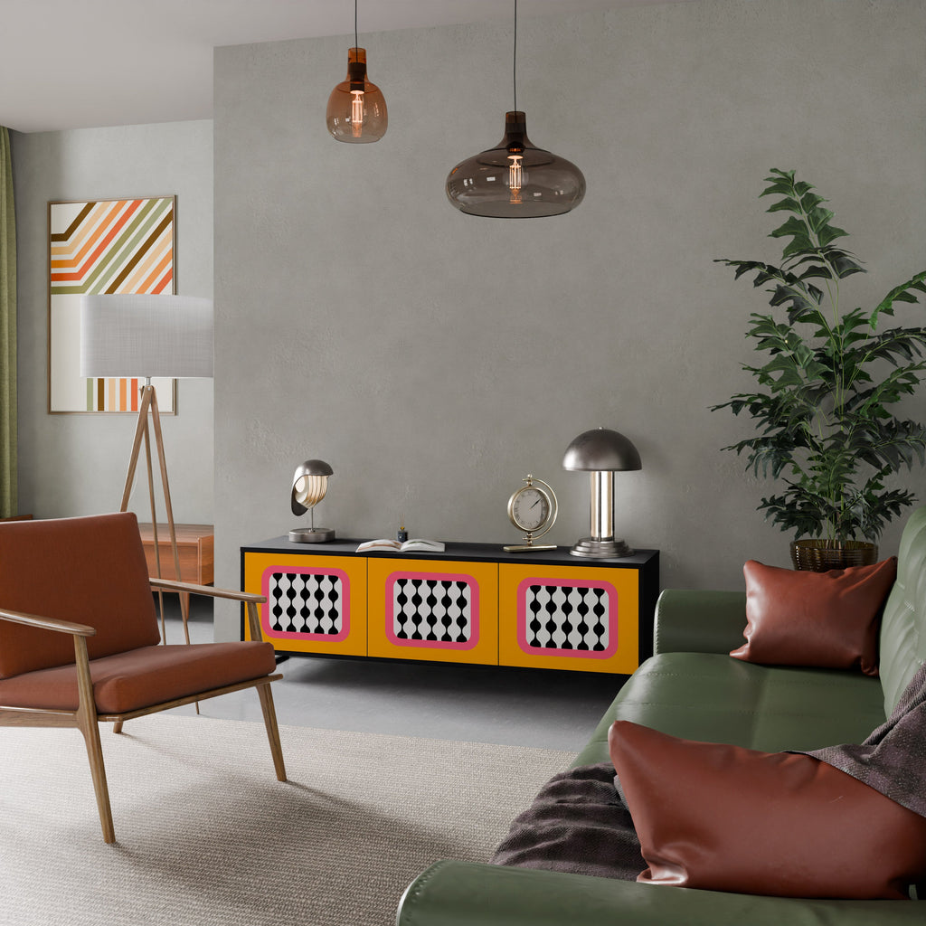 Meuble TV 3 portes TEARS IN HEAVEN en finition noire