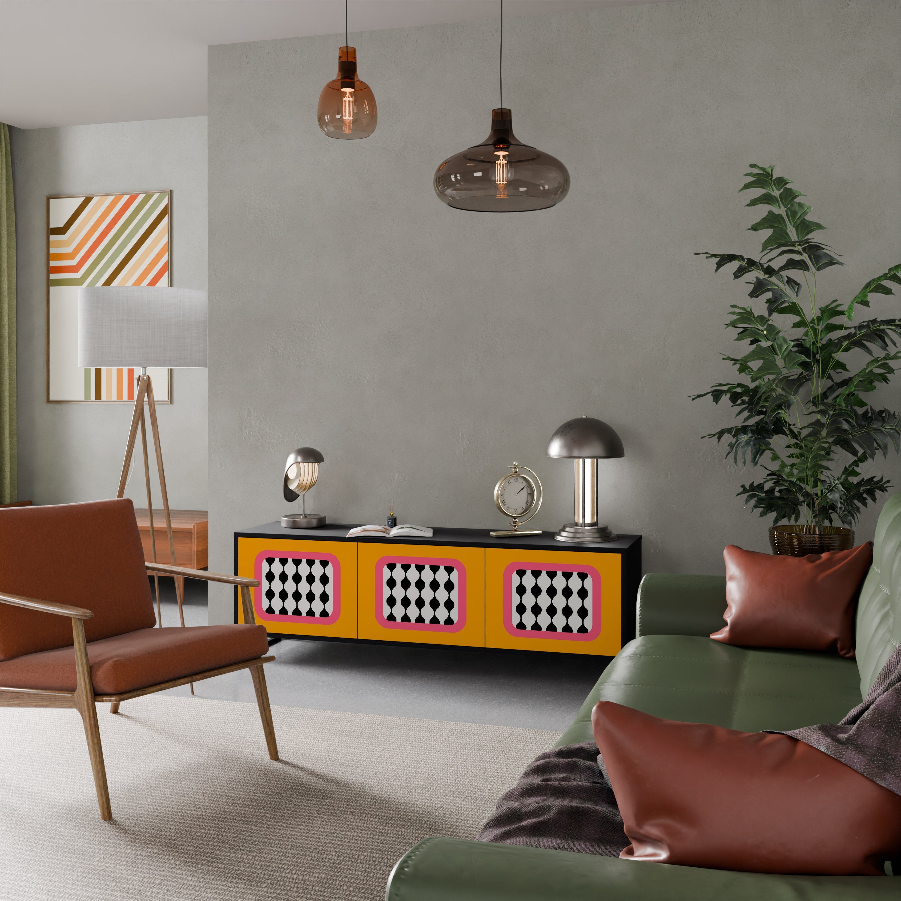 Meuble TV 3 portes TEARS IN HEAVEN en finition noire