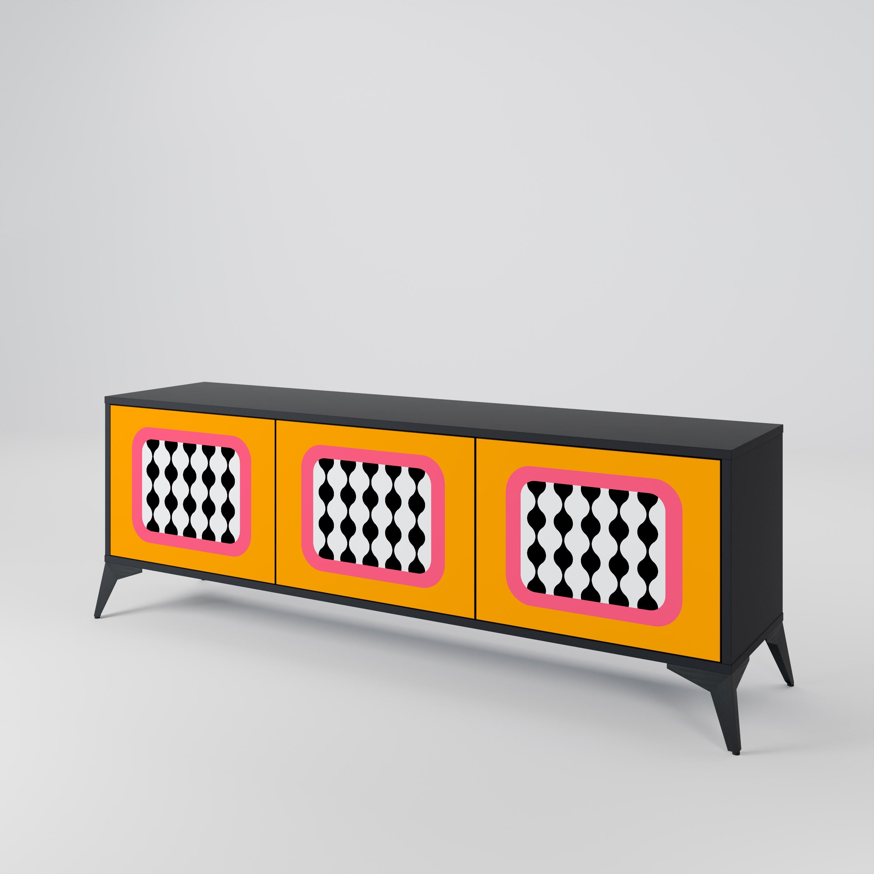 Meuble TV 3 portes TEARS IN HEAVEN en finition noire