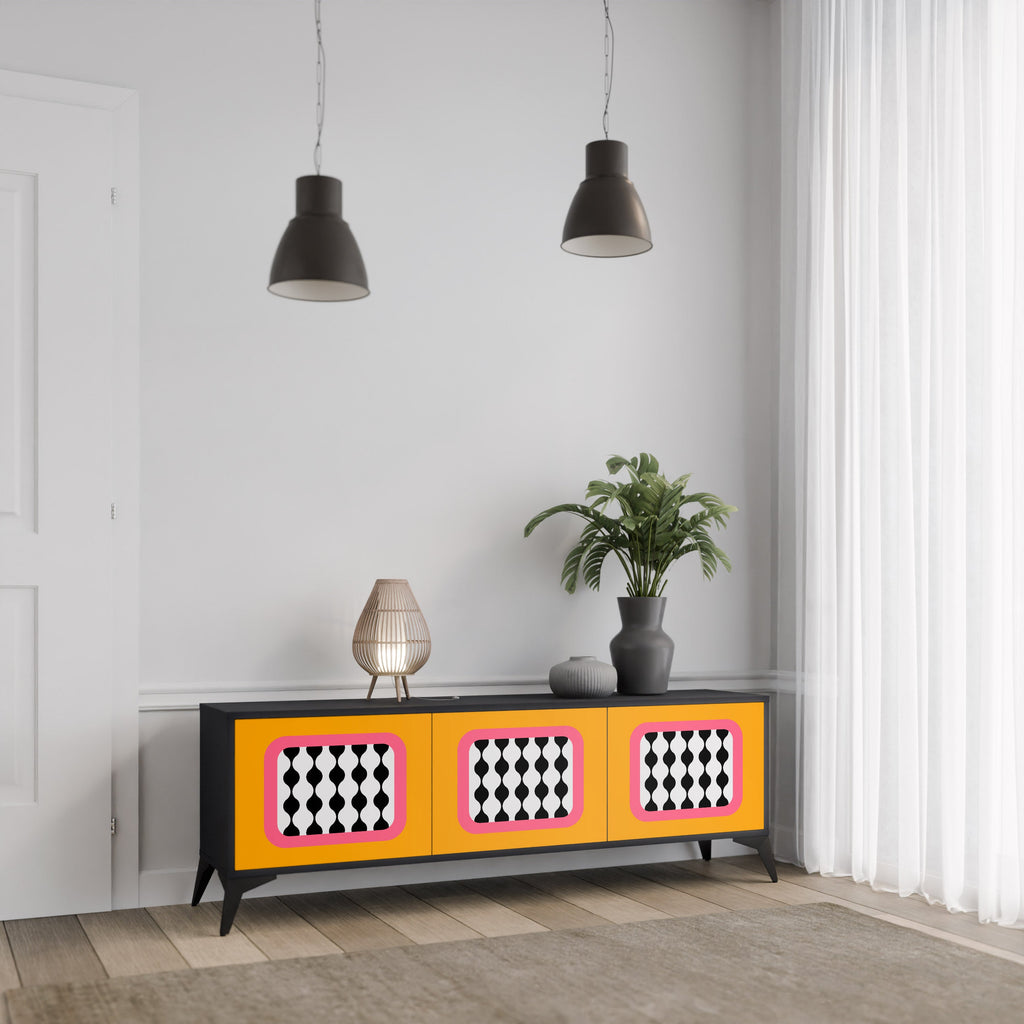 Meuble TV 3 portes TEARS IN HEAVEN en finition noire