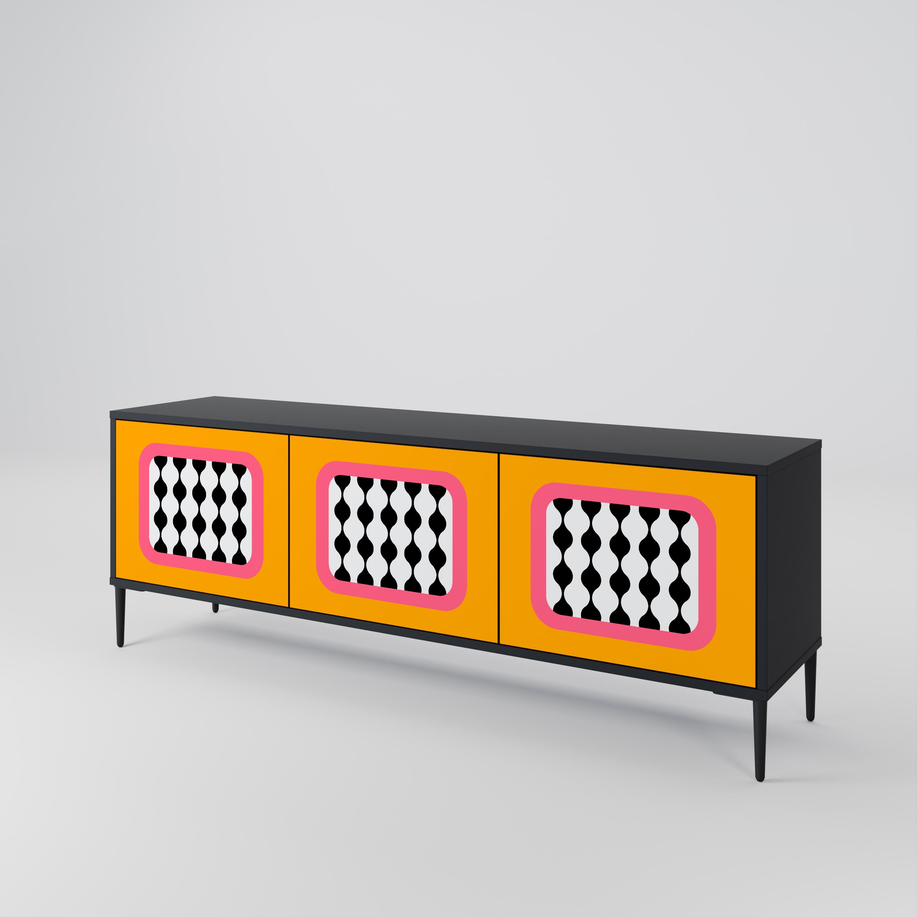 Meuble TV 3 portes TEARS IN HEAVEN en finition noire