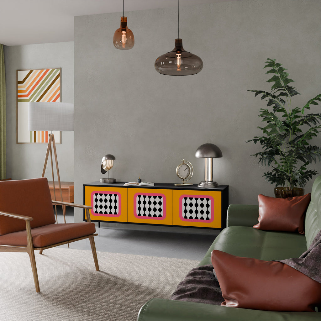 Meuble TV 3 portes TEARS IN HEAVEN en finition noire