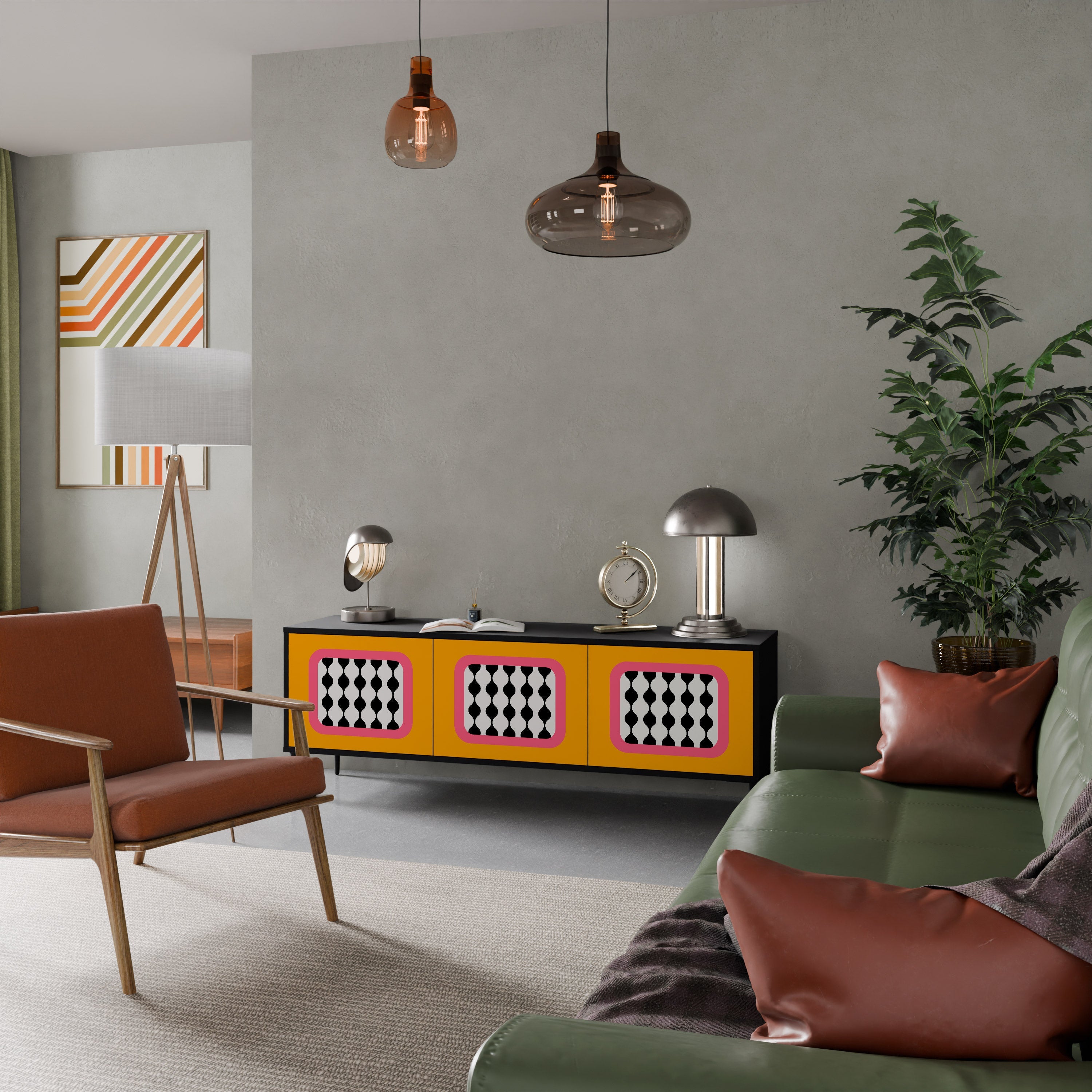 Meuble TV 3 portes TEARS IN HEAVEN en finition noire