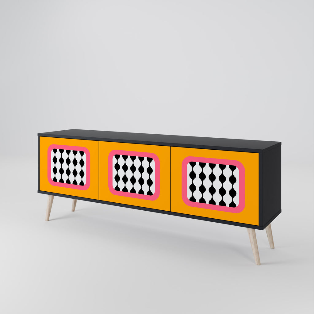 Meuble TV 3 portes TEARS IN HEAVEN en finition noire