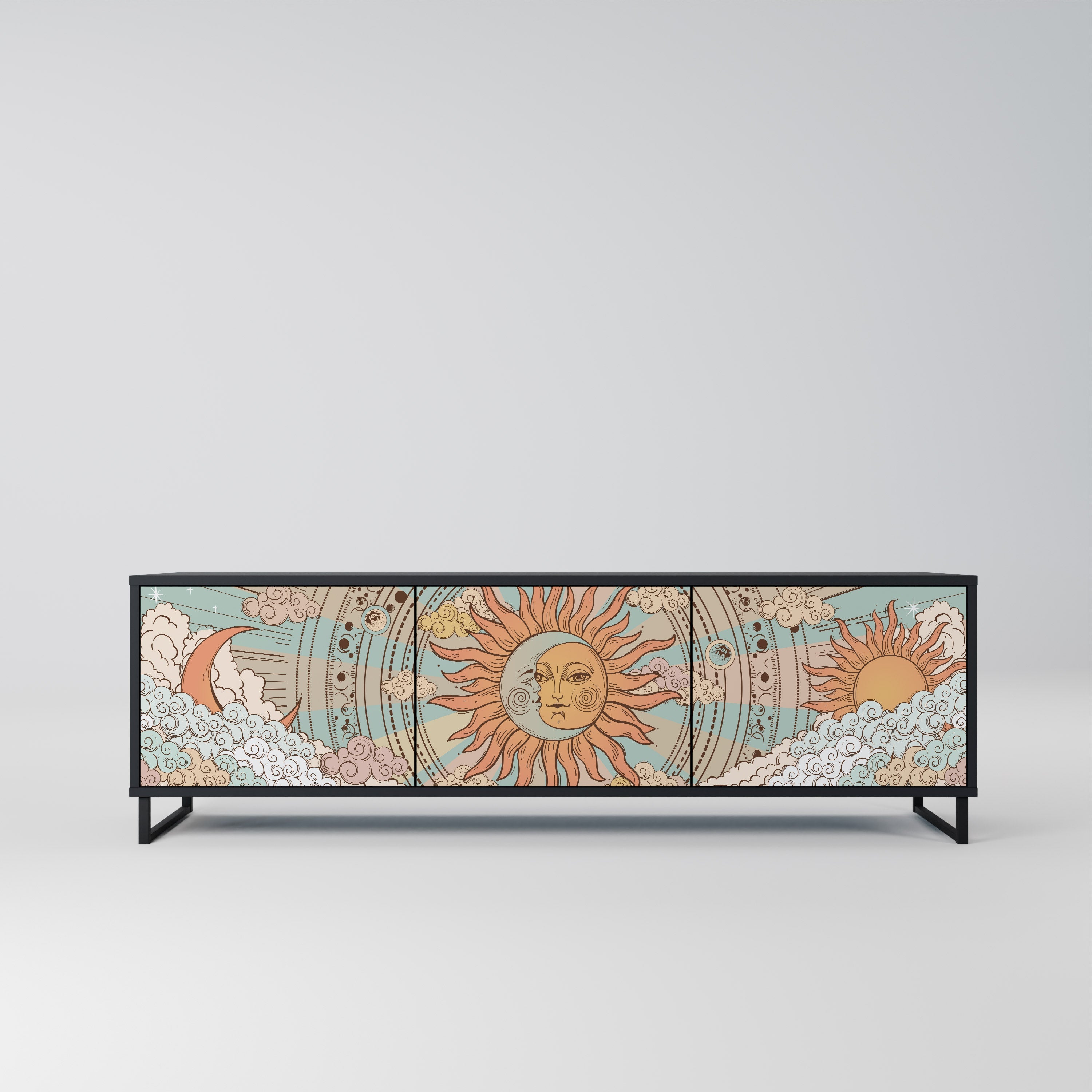 Meuble TV 3 portes MYSTICAL STRUCTURE en finition noire