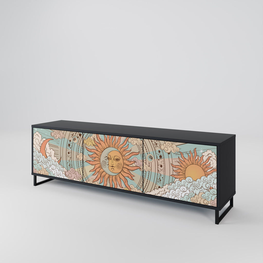 Meuble TV 3 portes MYSTICAL STRUCTURE en finition noire