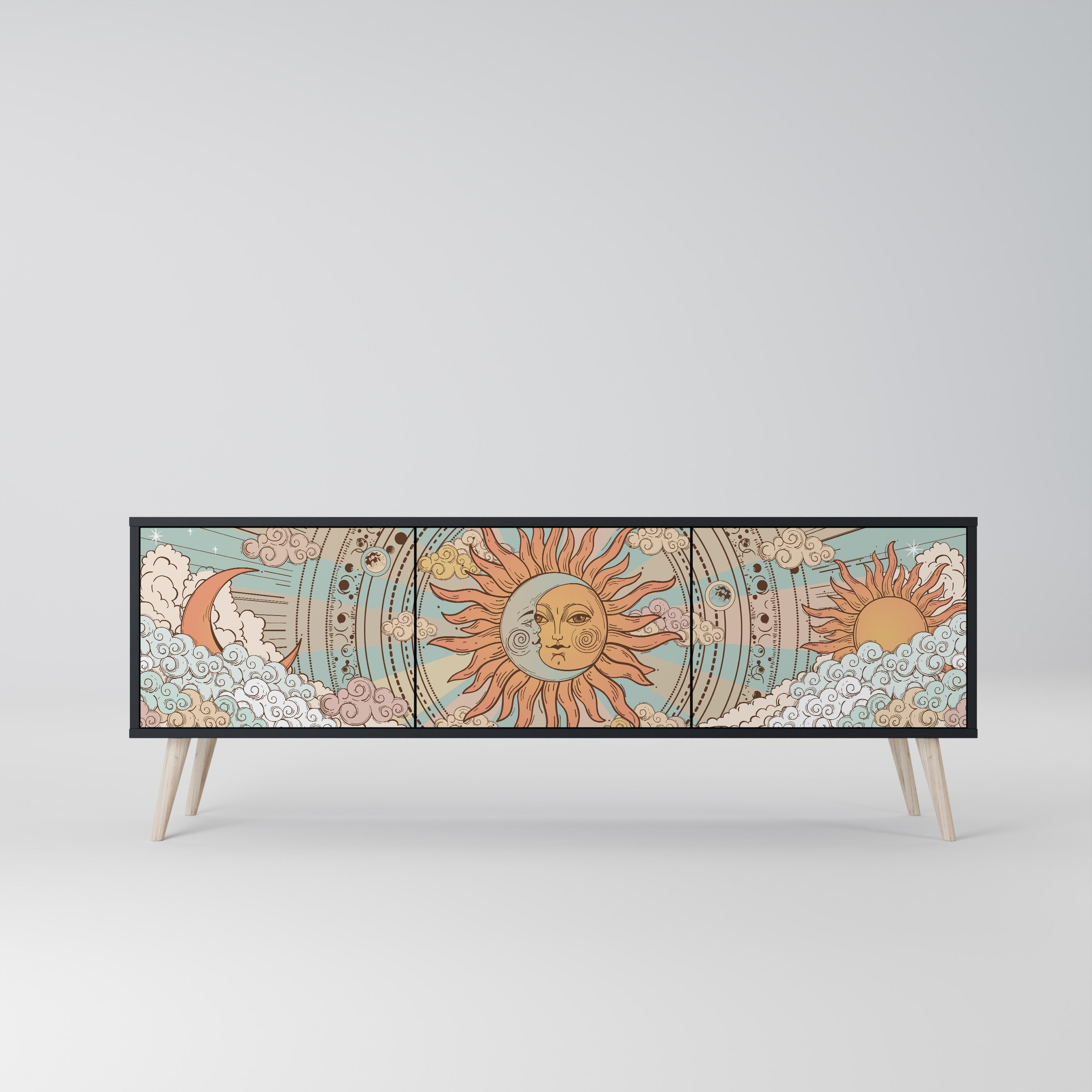 Meuble TV 3 portes MYSTICAL STRUCTURE en finition noire