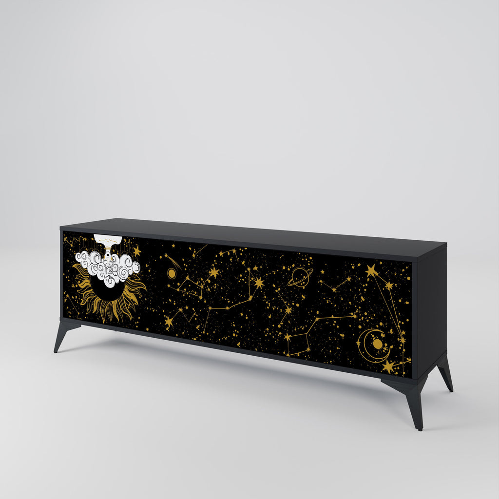 Meuble TV 3 portes STELLAR CONSTELLATIONS en finition noire