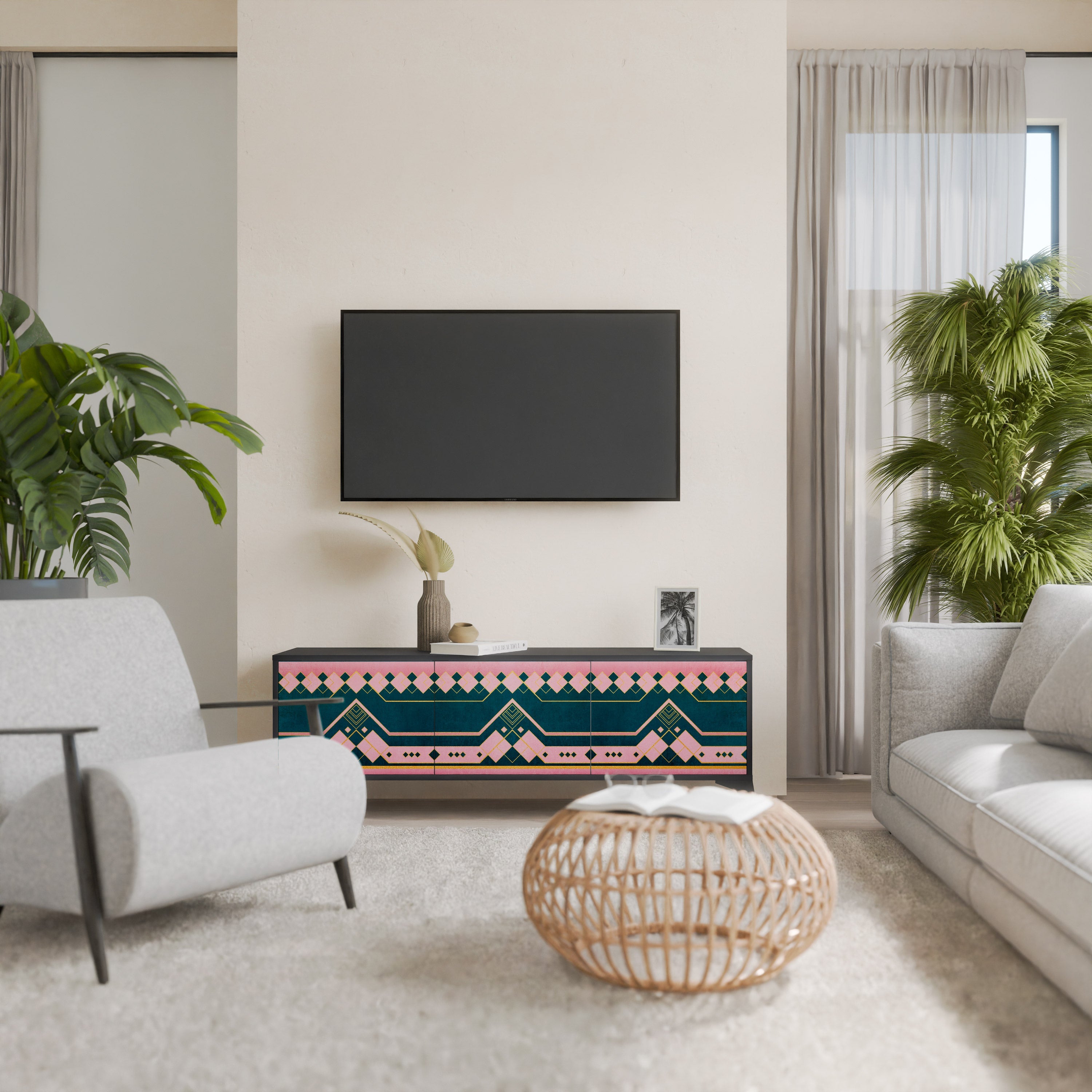 Meuble TV 3 portes ROYAL COMPOSITION finition noire