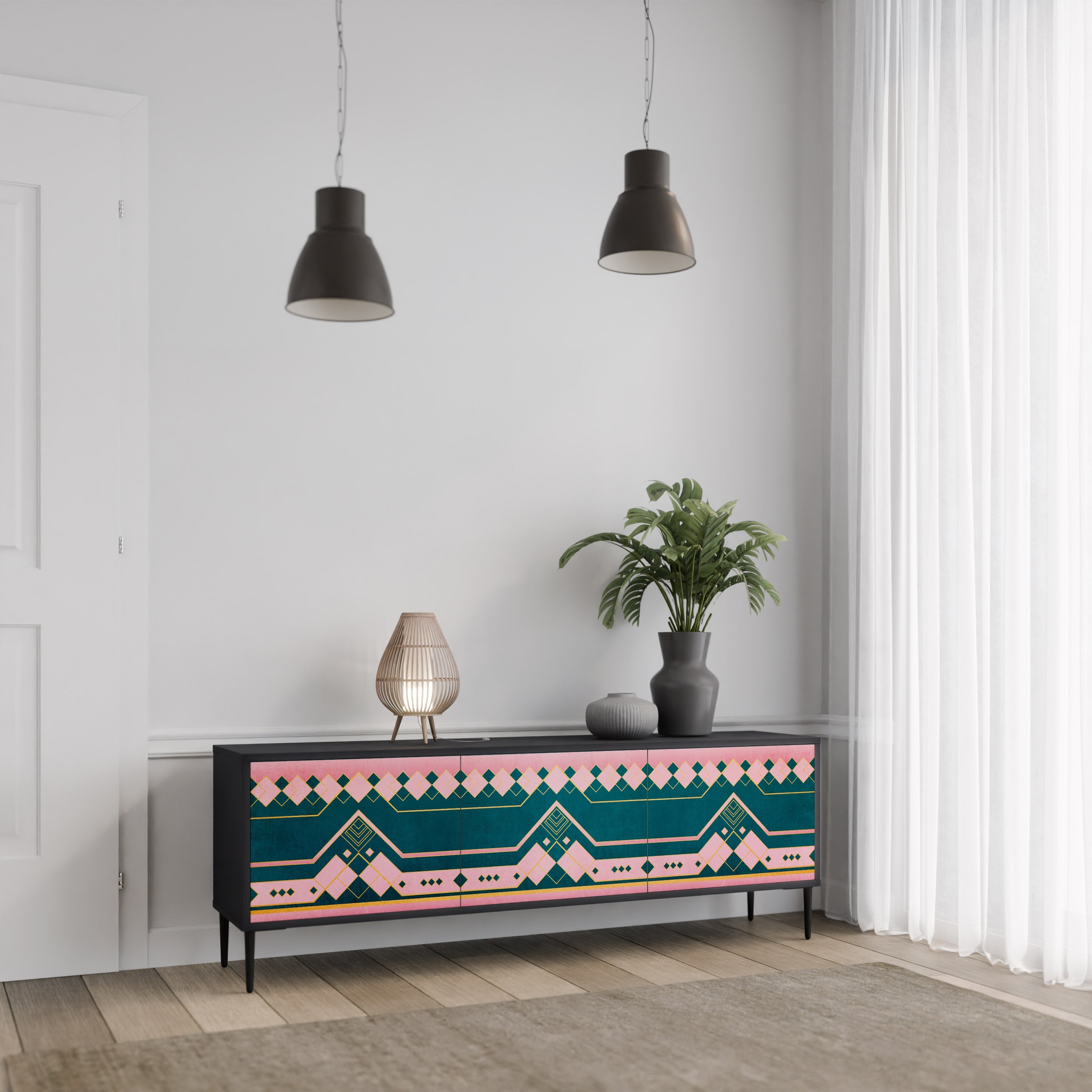 Meuble TV 3 portes ROYAL COMPOSITION finition noire