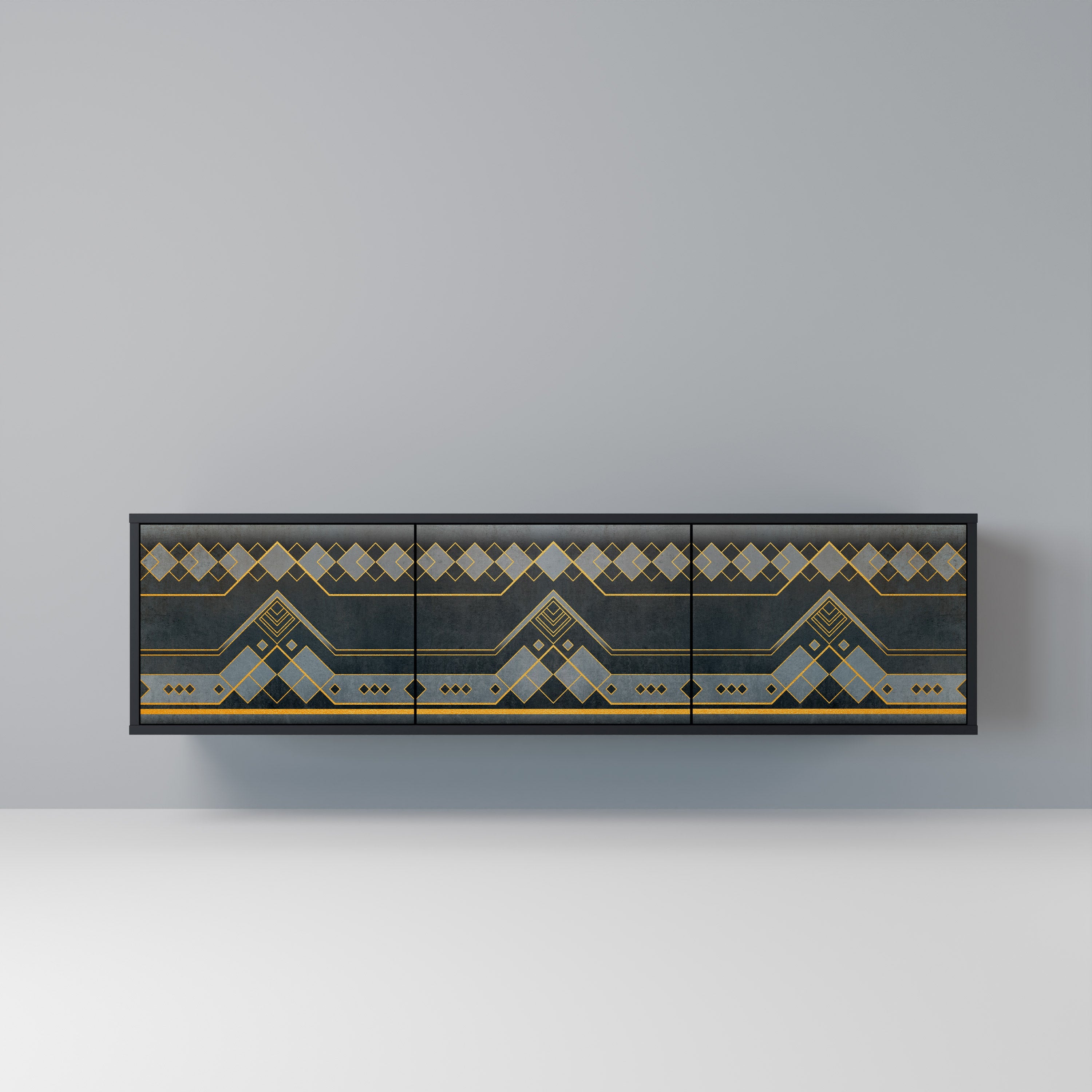 Meuble TV 3 portes ROYAL ORDINARINESS en finition noire