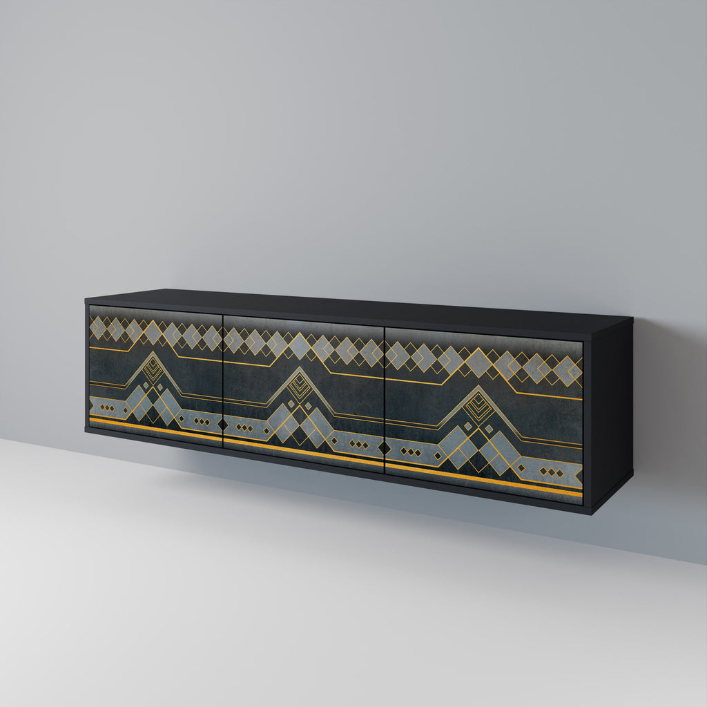 Meuble TV 3 portes ROYAL ORDINARINESS en finition noire