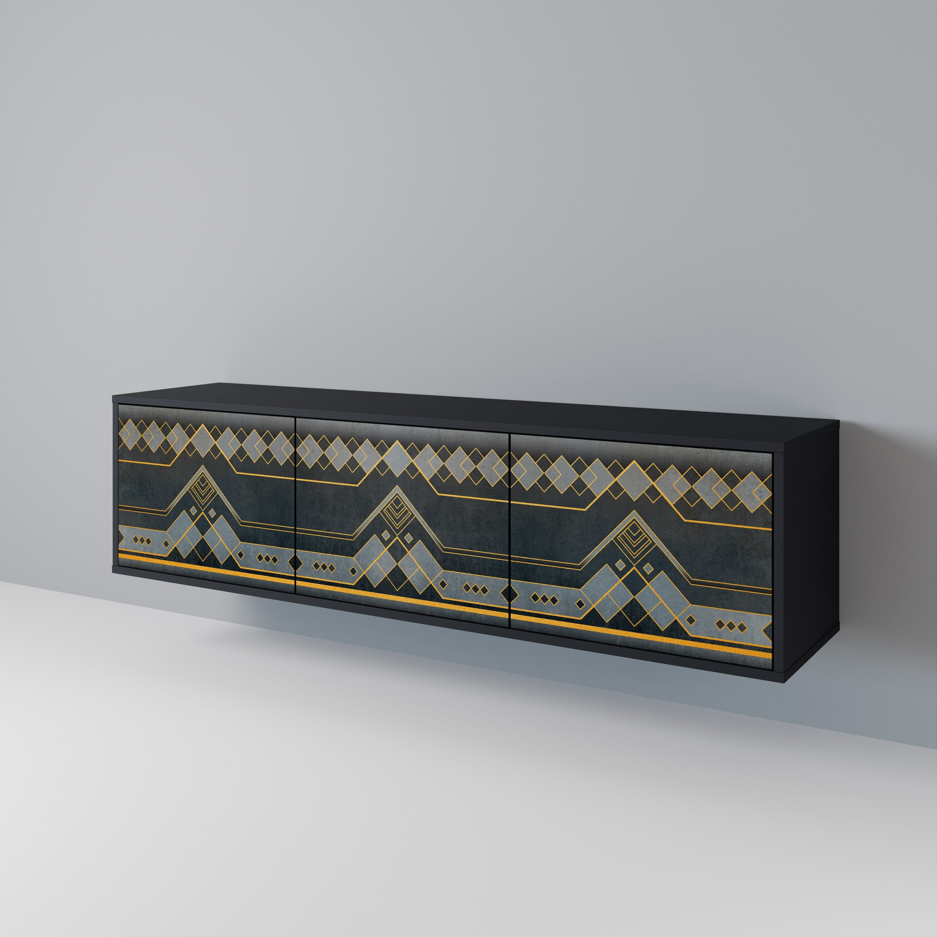 Meuble TV 3 portes ROYAL ORDINARINESS en finition noire