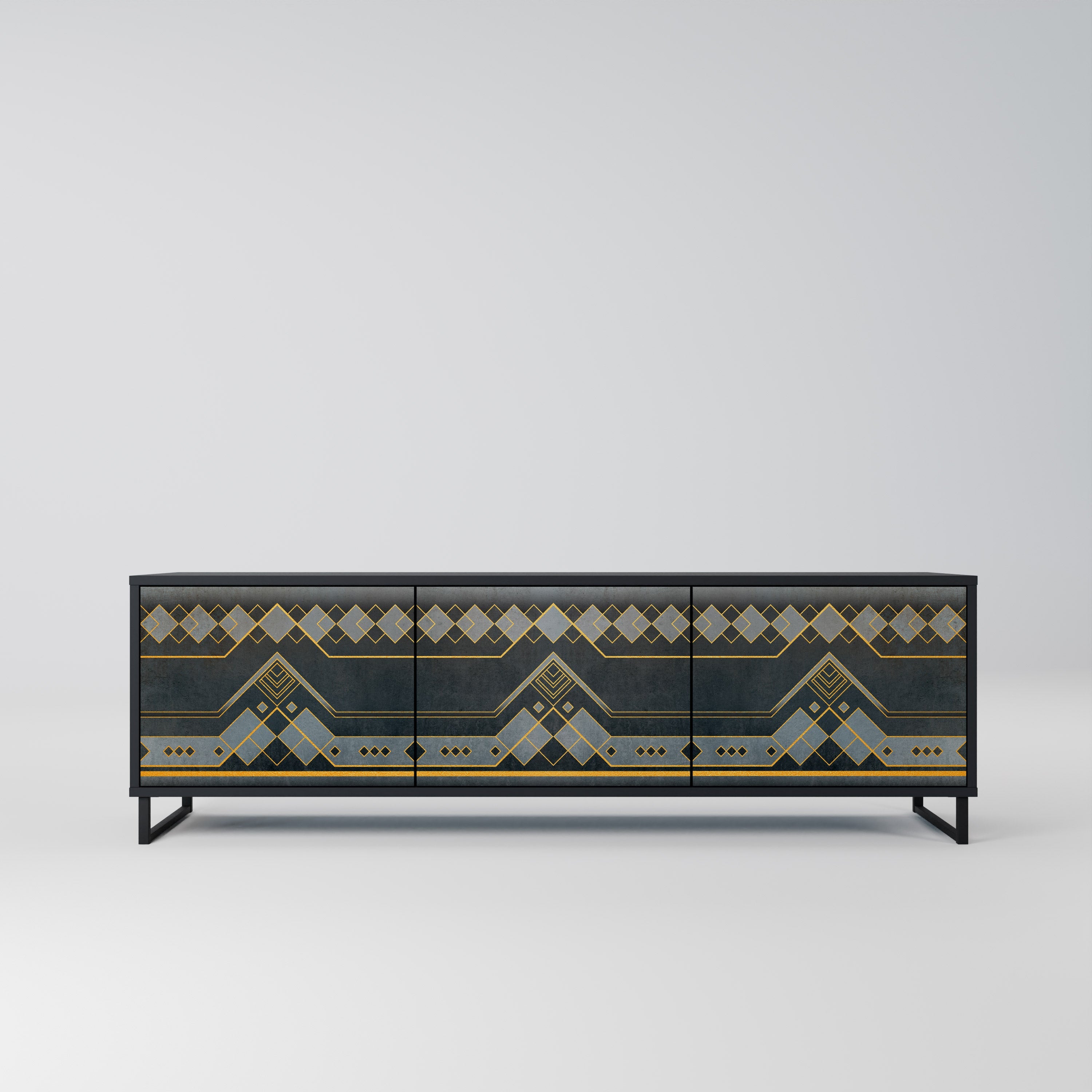 Meuble TV 3 portes ROYAL ORDINARINESS en finition noire