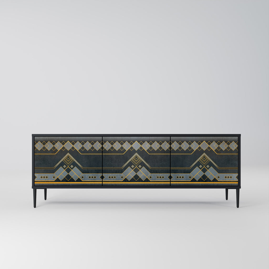 Meuble TV 3 portes ROYAL ORDINARINESS en finition noire