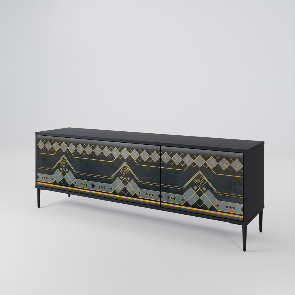 Meuble TV 3 portes ROYAL ORDINARINESS en finition noire