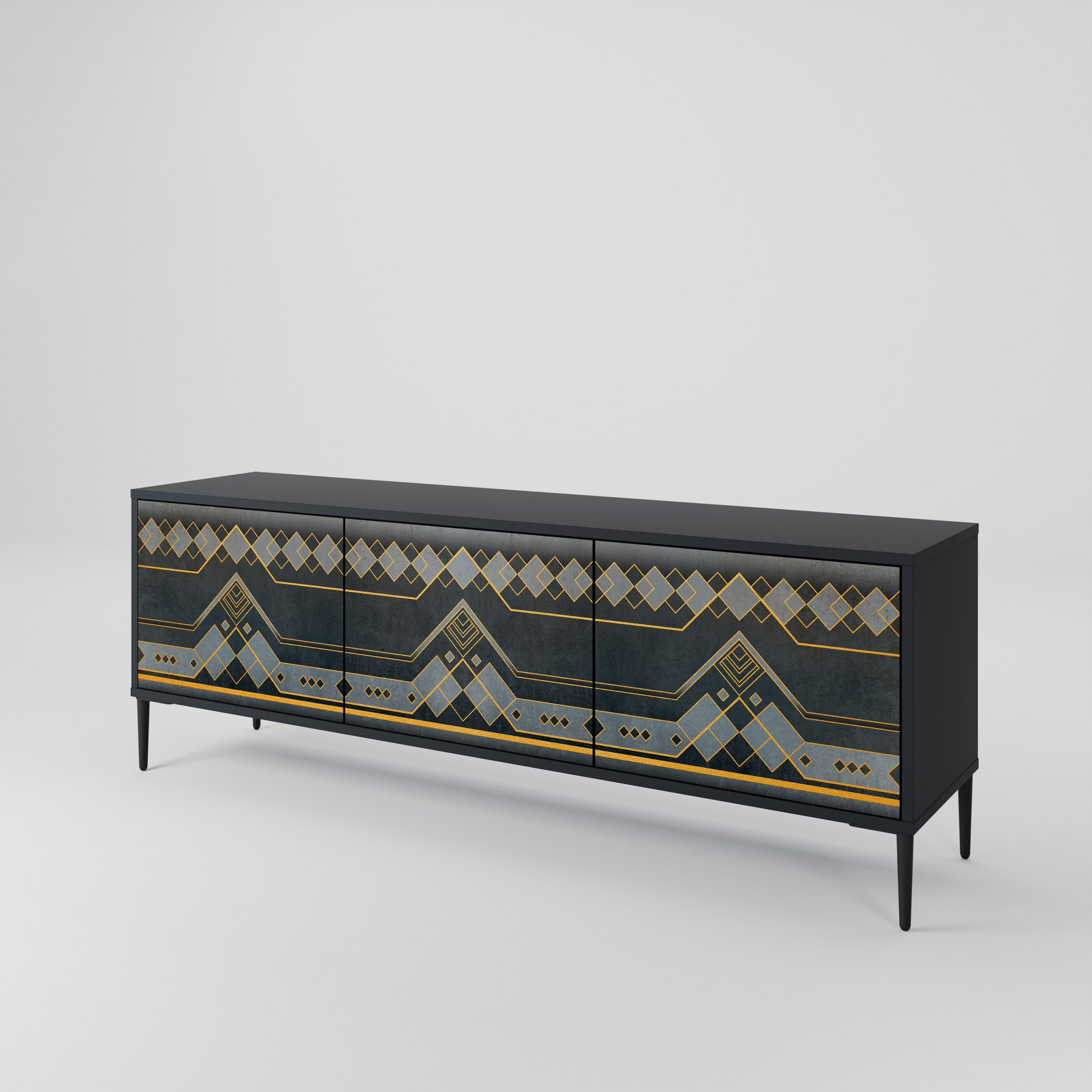 Meuble TV 3 portes ROYAL ORDINARINESS en finition noire