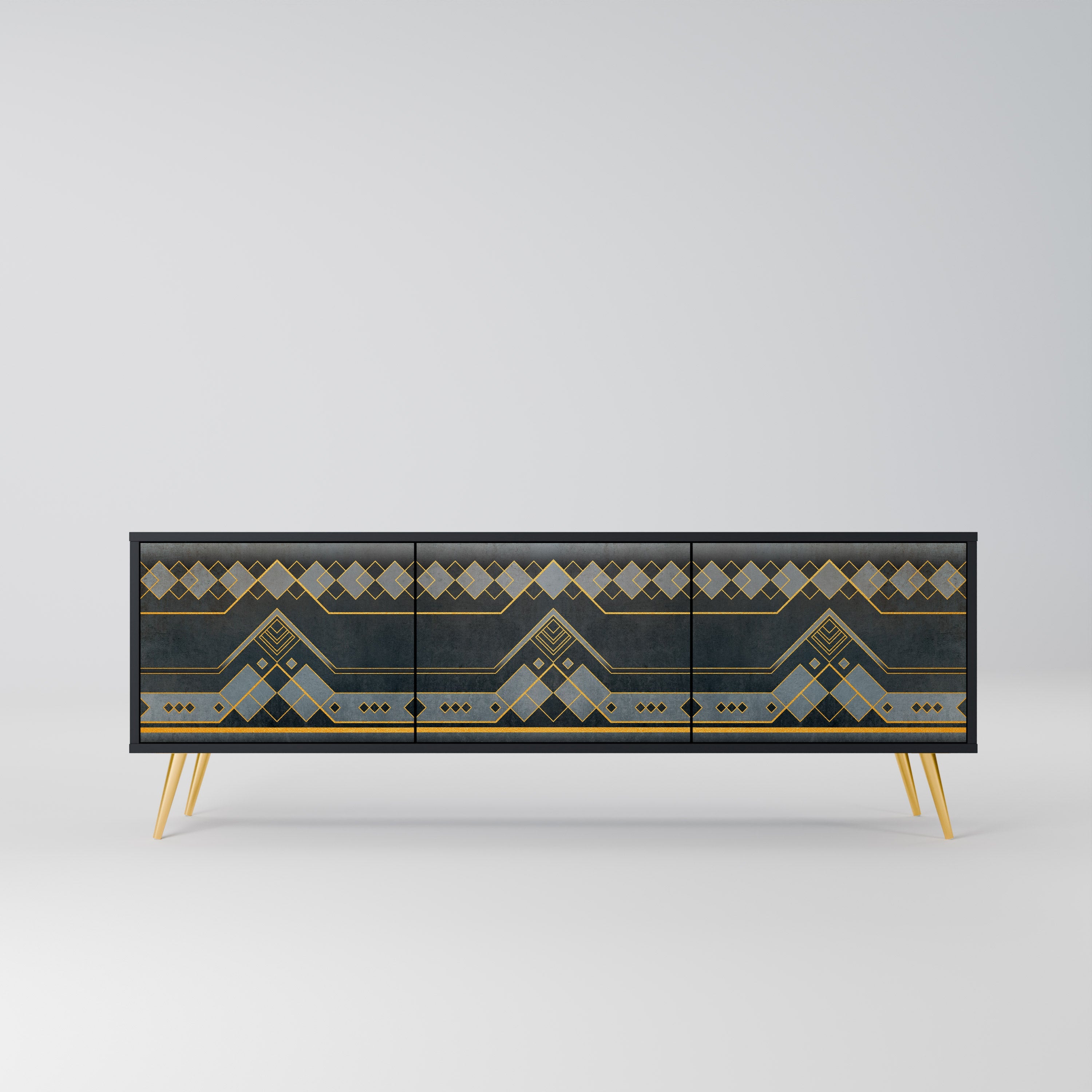 Meuble TV 3 portes ROYAL ORDINARINESS en finition noire