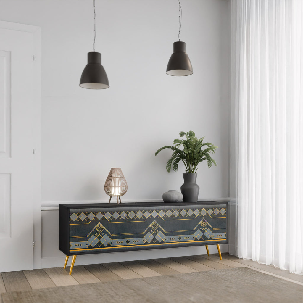 Meuble TV 3 portes ROYAL ORDINARINESS en finition noire