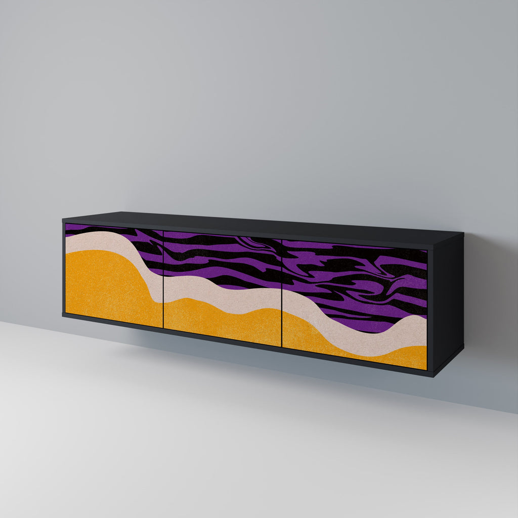 Meuble TV 3 portes INDEPENDENT BORDER, finition noire