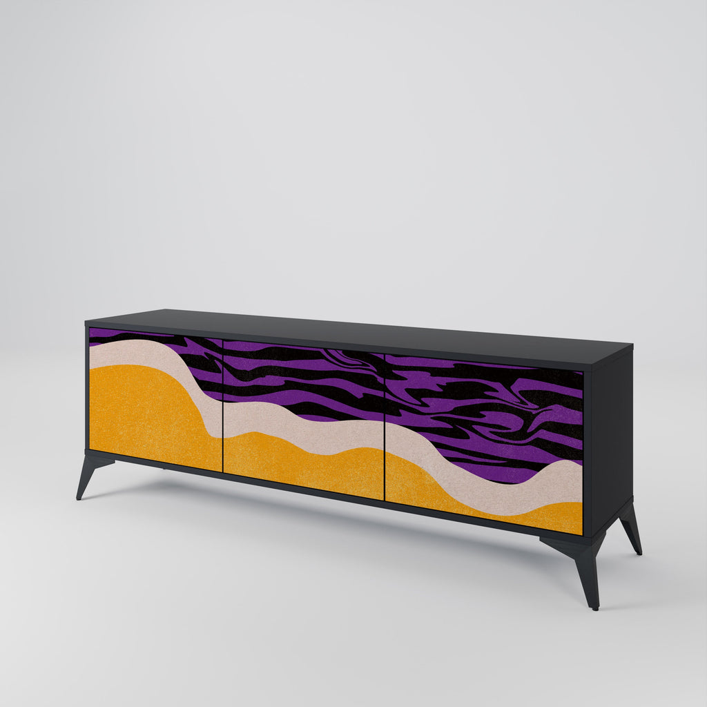 Meuble TV 3 portes INDEPENDENT BORDER, finition noire