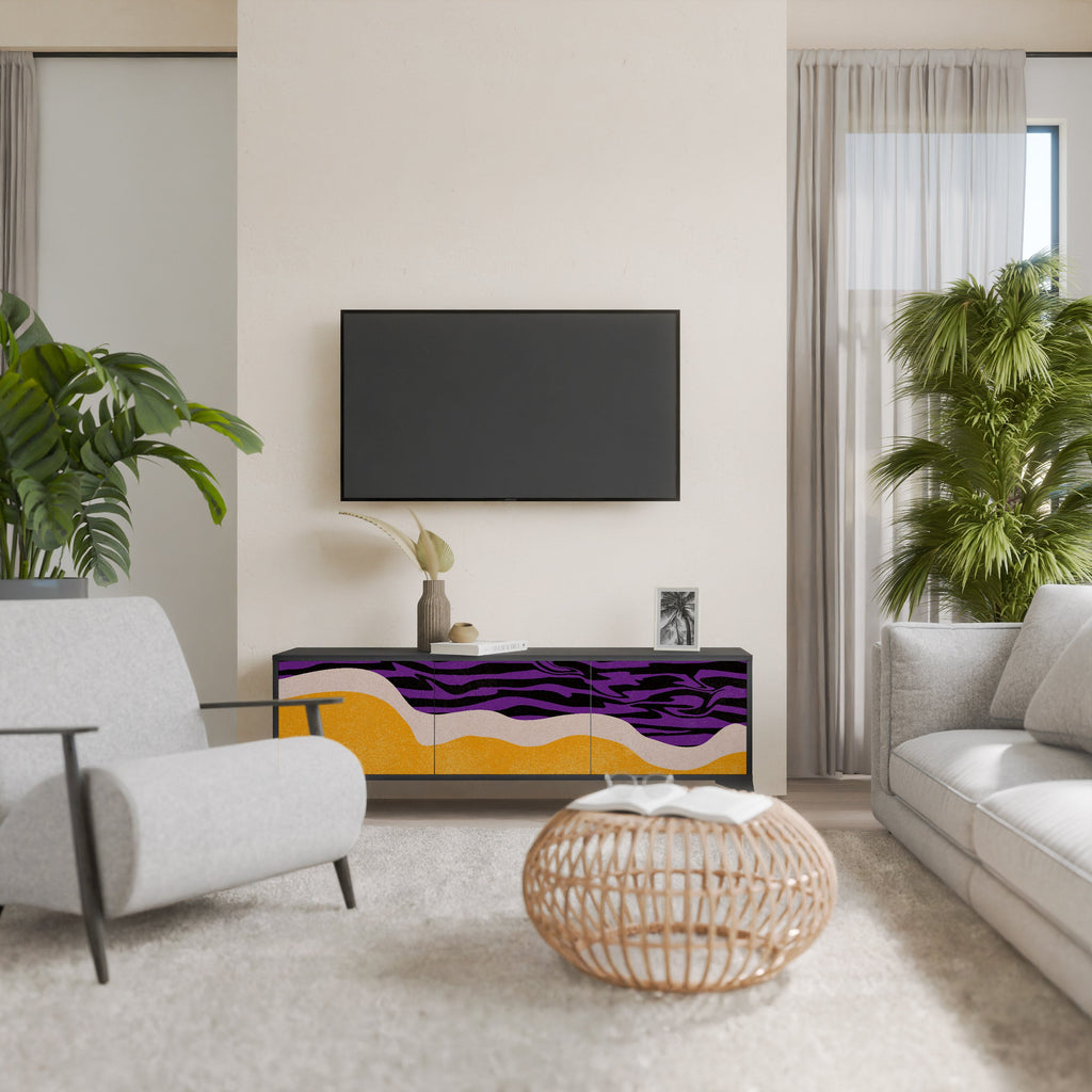 Meuble TV 3 portes INDEPENDENT BORDER, finition noire