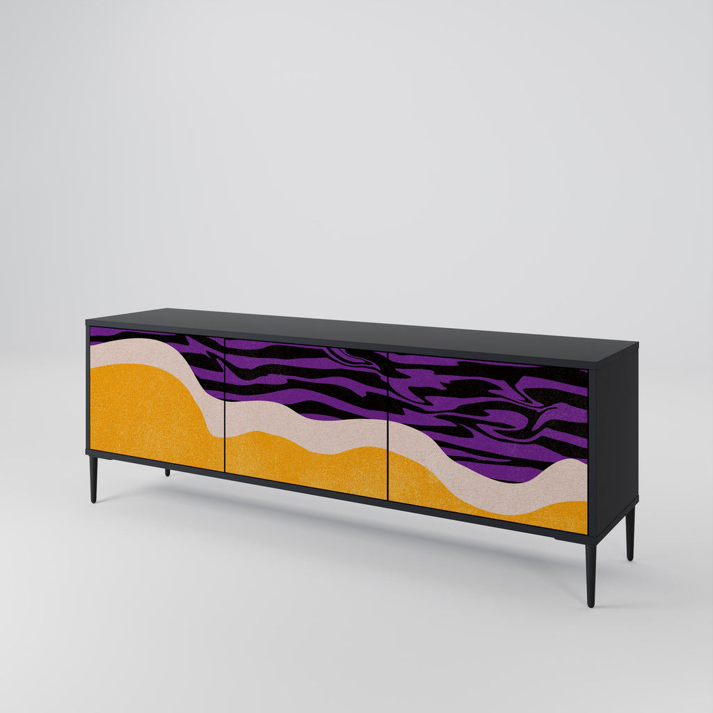 Meuble TV 3 portes INDEPENDENT BORDER, finition noire