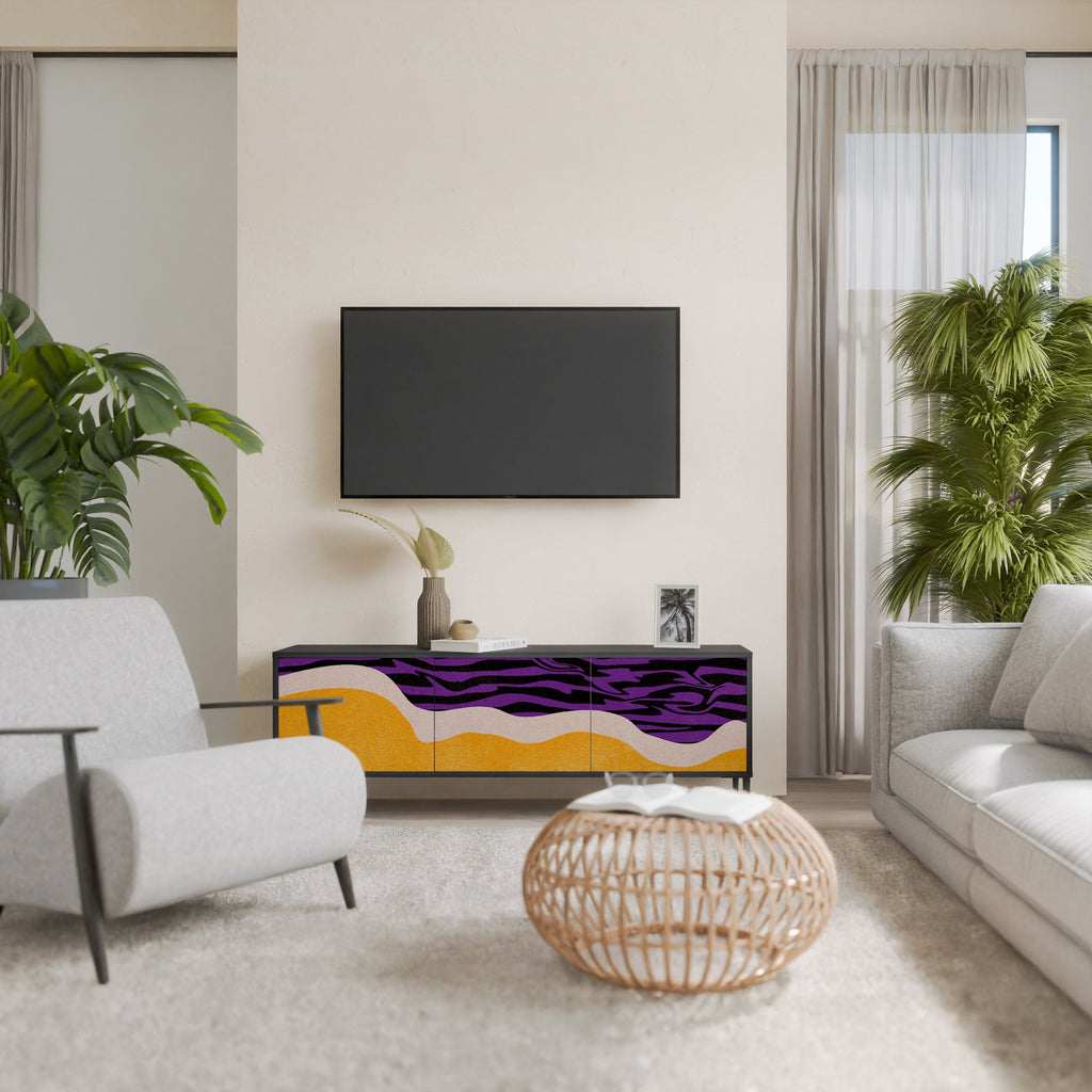 Meuble TV 3 portes INDEPENDENT BORDER, finition noire