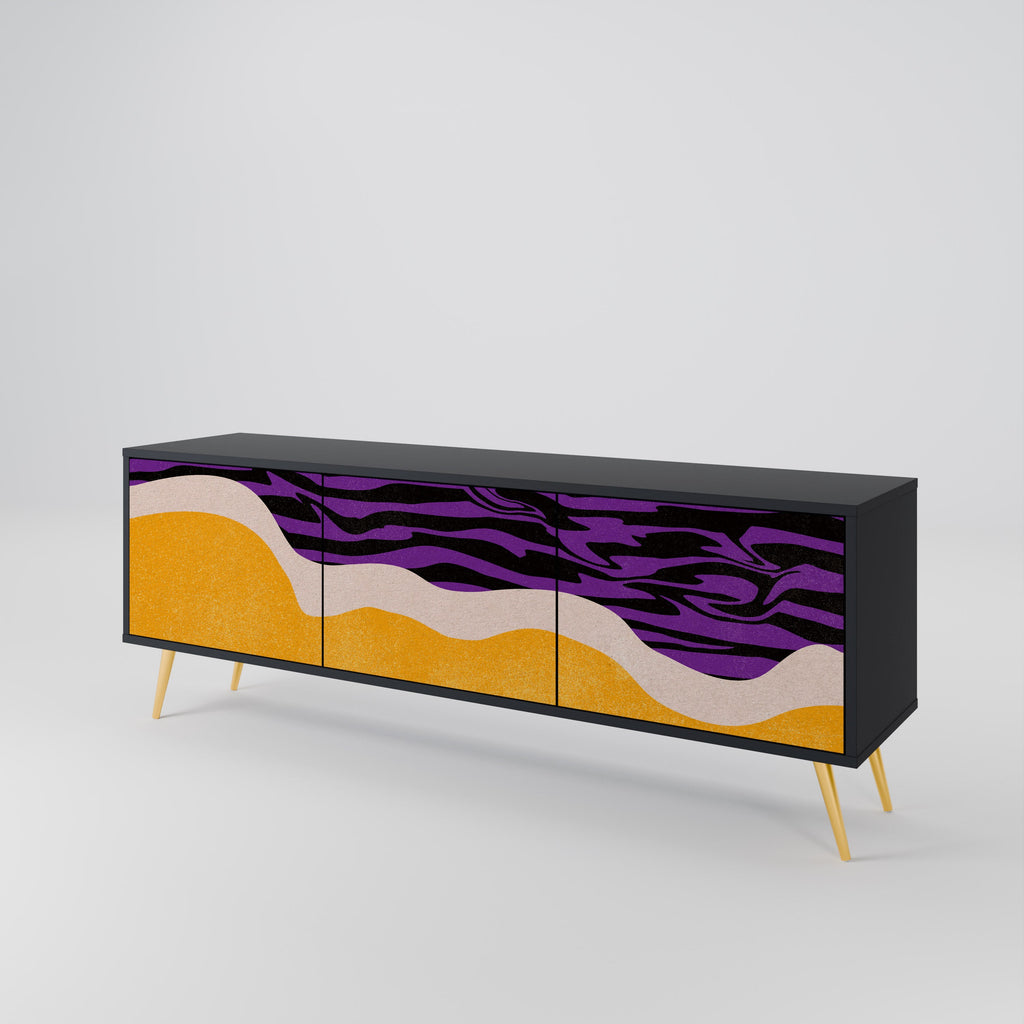 Meuble TV 3 portes INDEPENDENT BORDER, finition noire