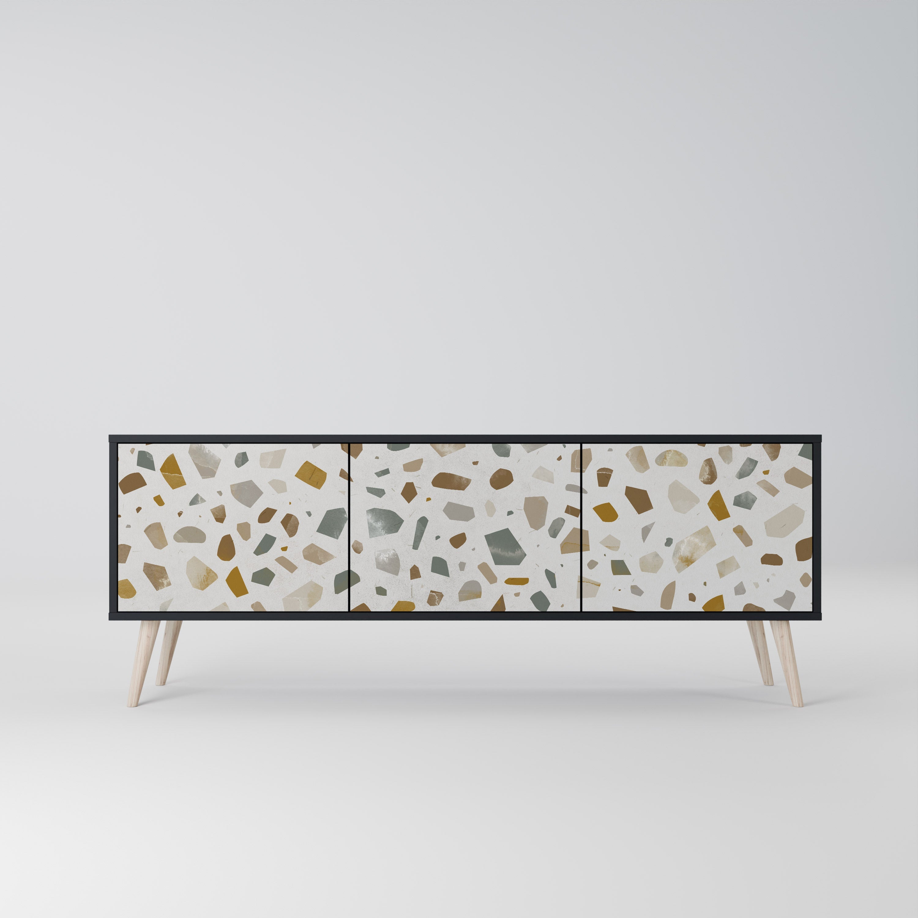 Meuble TV 3 portes PIECES OF TOMORROW finition noire