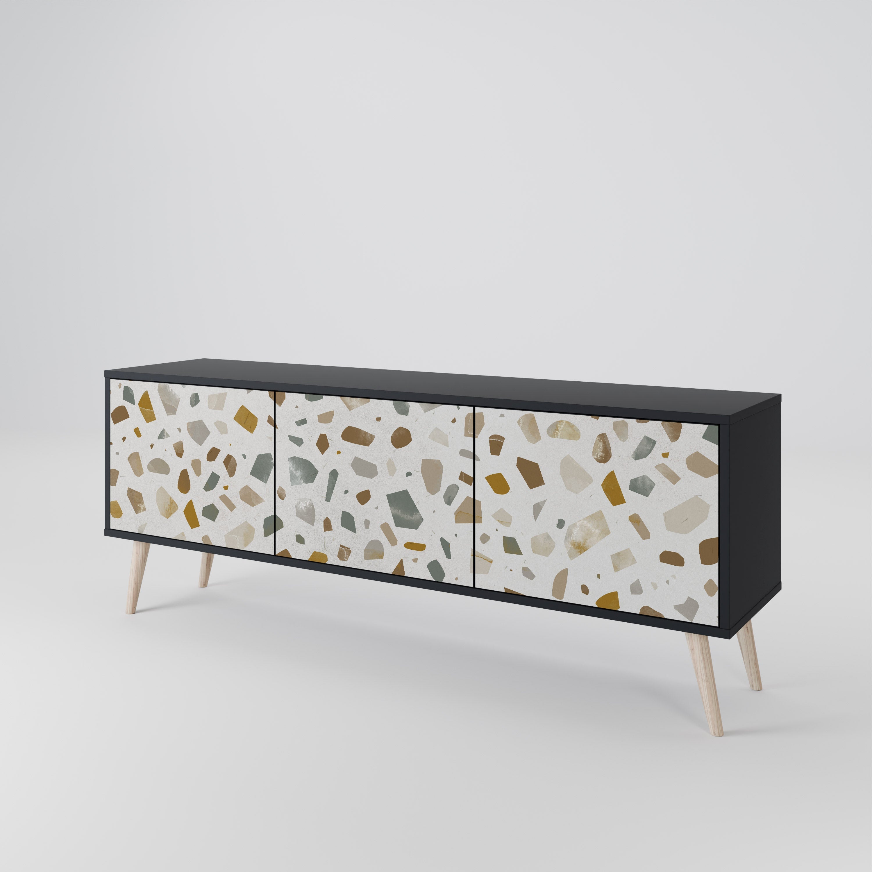 Meuble TV 3 portes PIECES OF TOMORROW finition noire