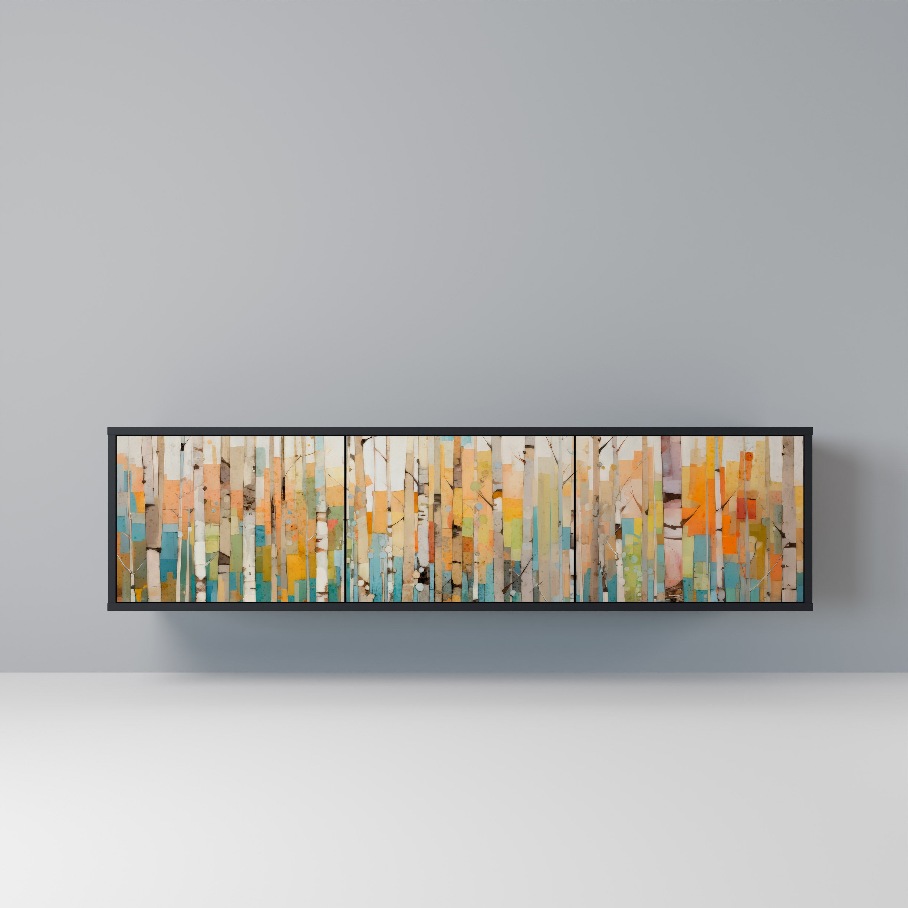 Meuble TV 3 portes BIRCH KALEIDOSCOPE finition noire