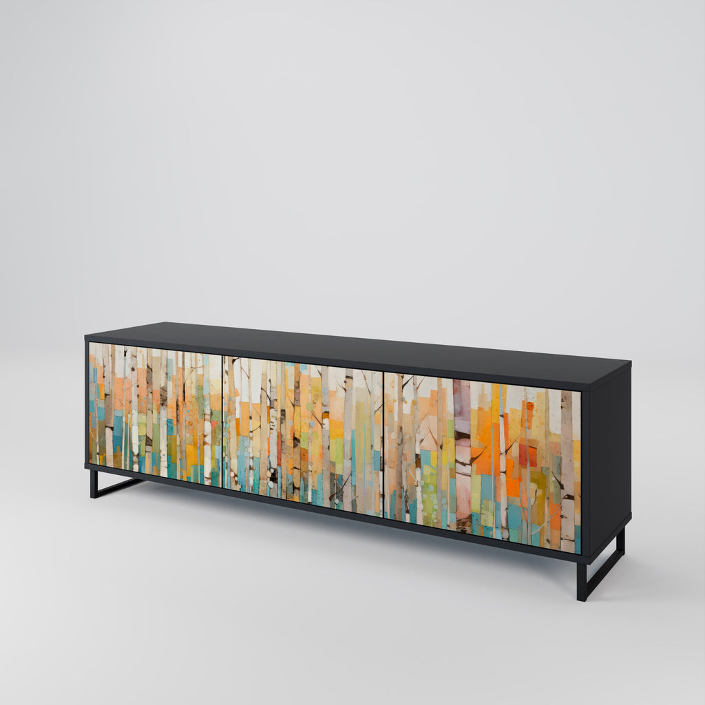 Meuble TV 3 portes BIRCH KALEIDOSCOPE finition noire