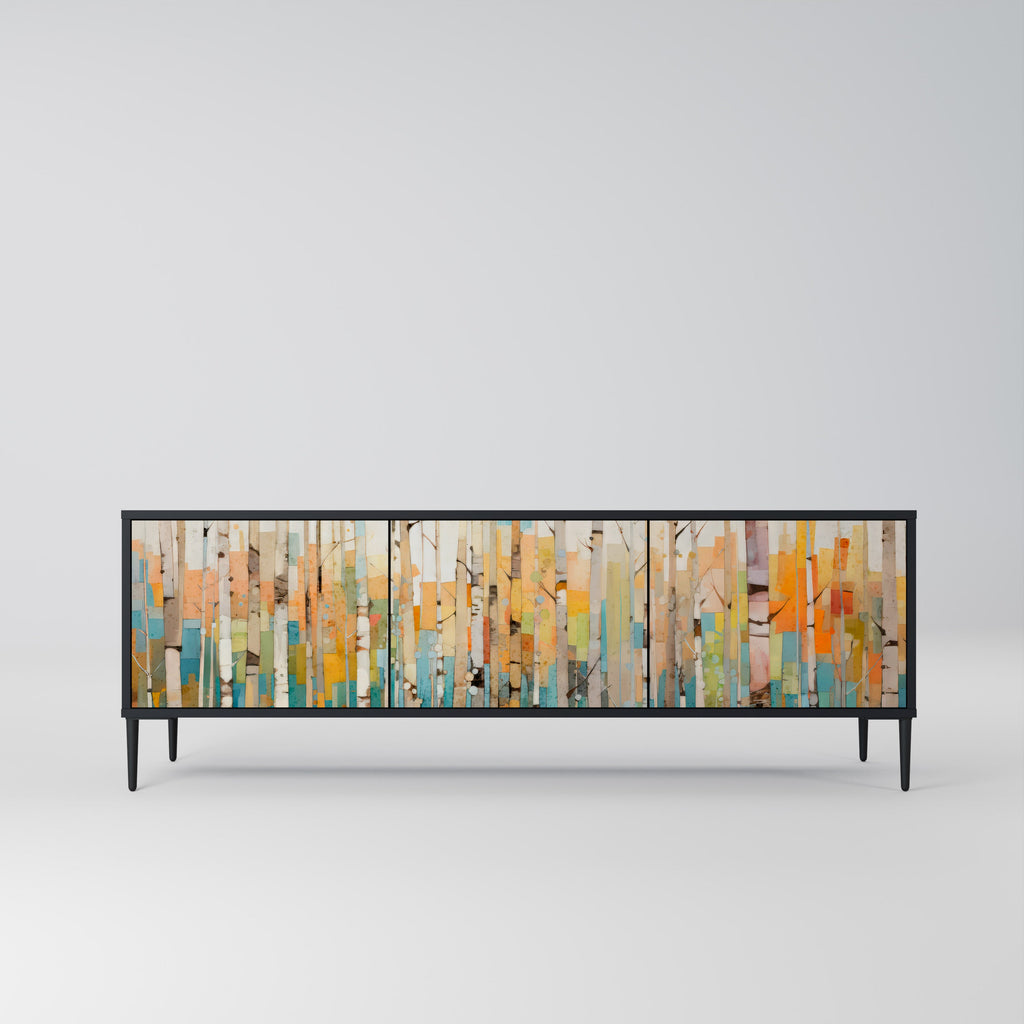 Meuble TV 3 portes BIRCH KALEIDOSCOPE finition noire