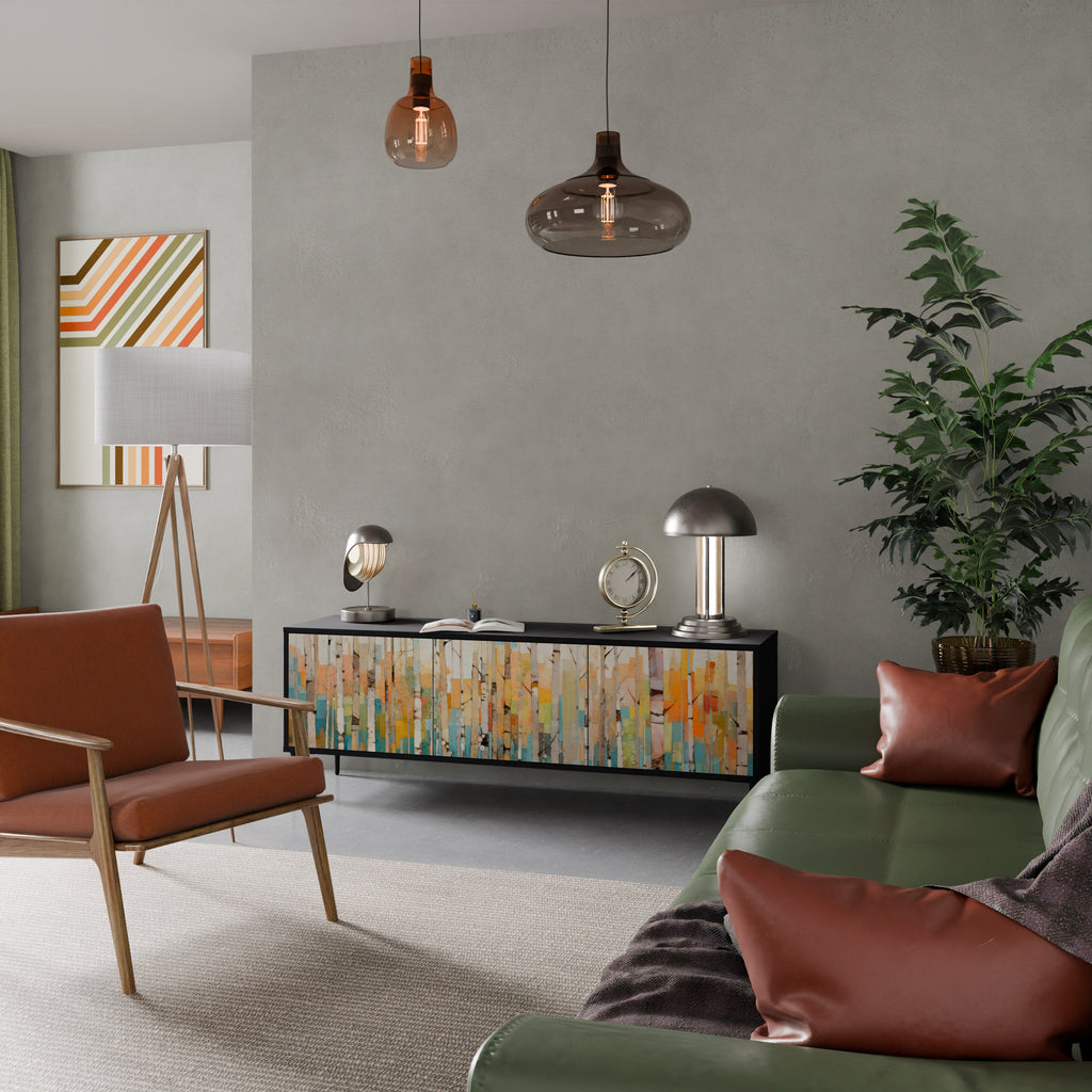 Meuble TV 3 portes BIRCH KALEIDOSCOPE finition noire